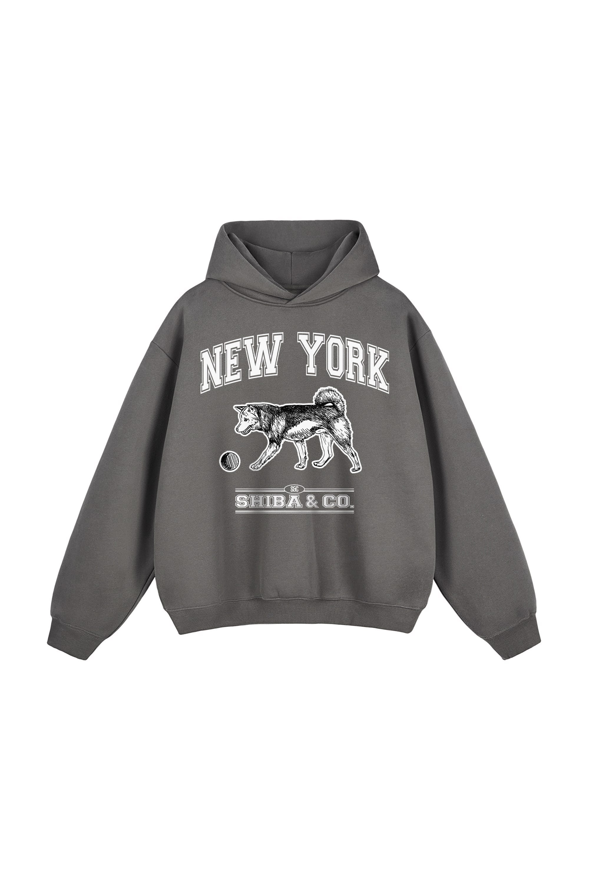 Classic New York Shiba Inu Fleeced Boxy Hoodie