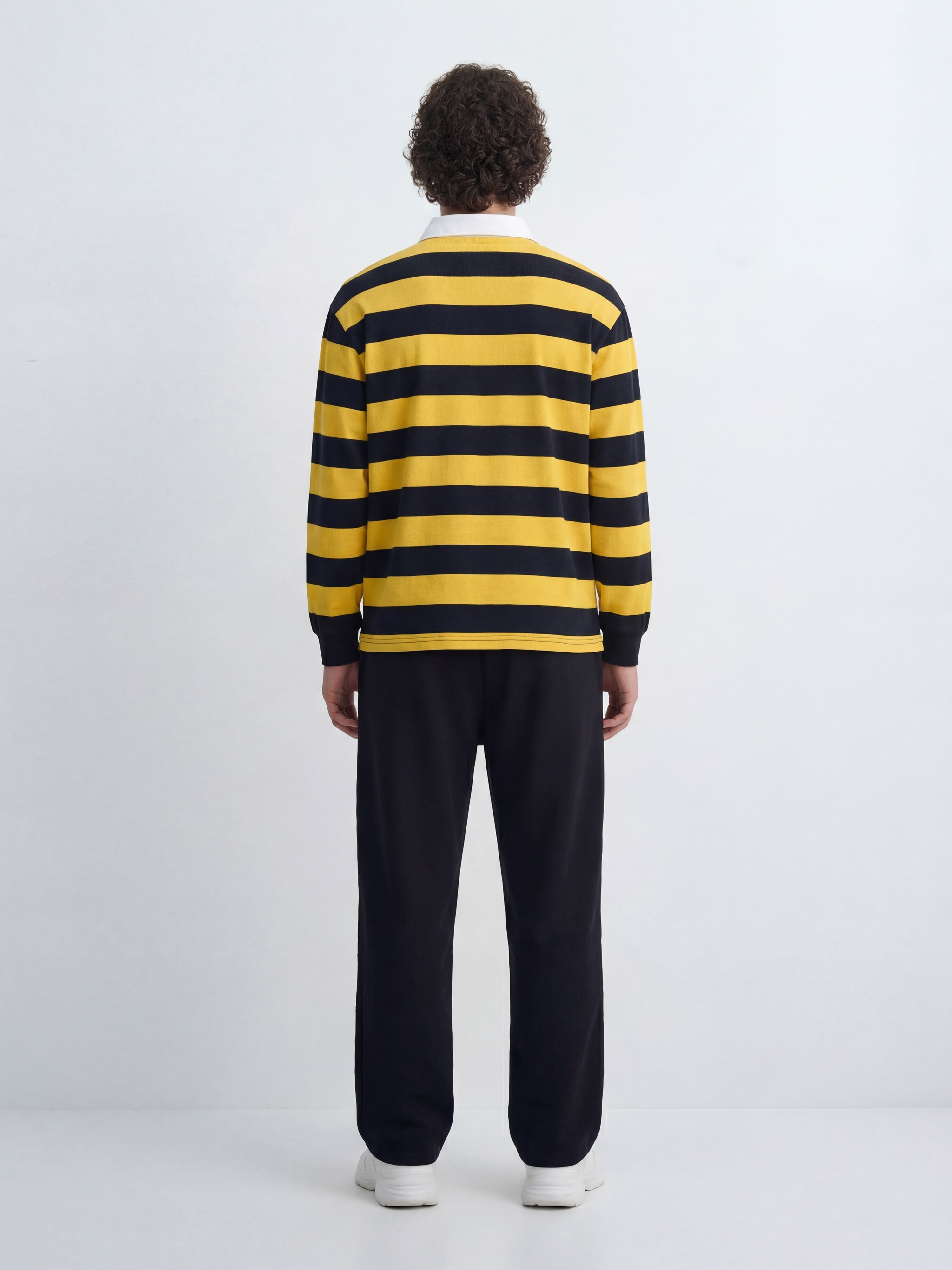 Unisex Club Shiba inu Stripe Cotton Rugby Polo Shirt - Cream Shiba