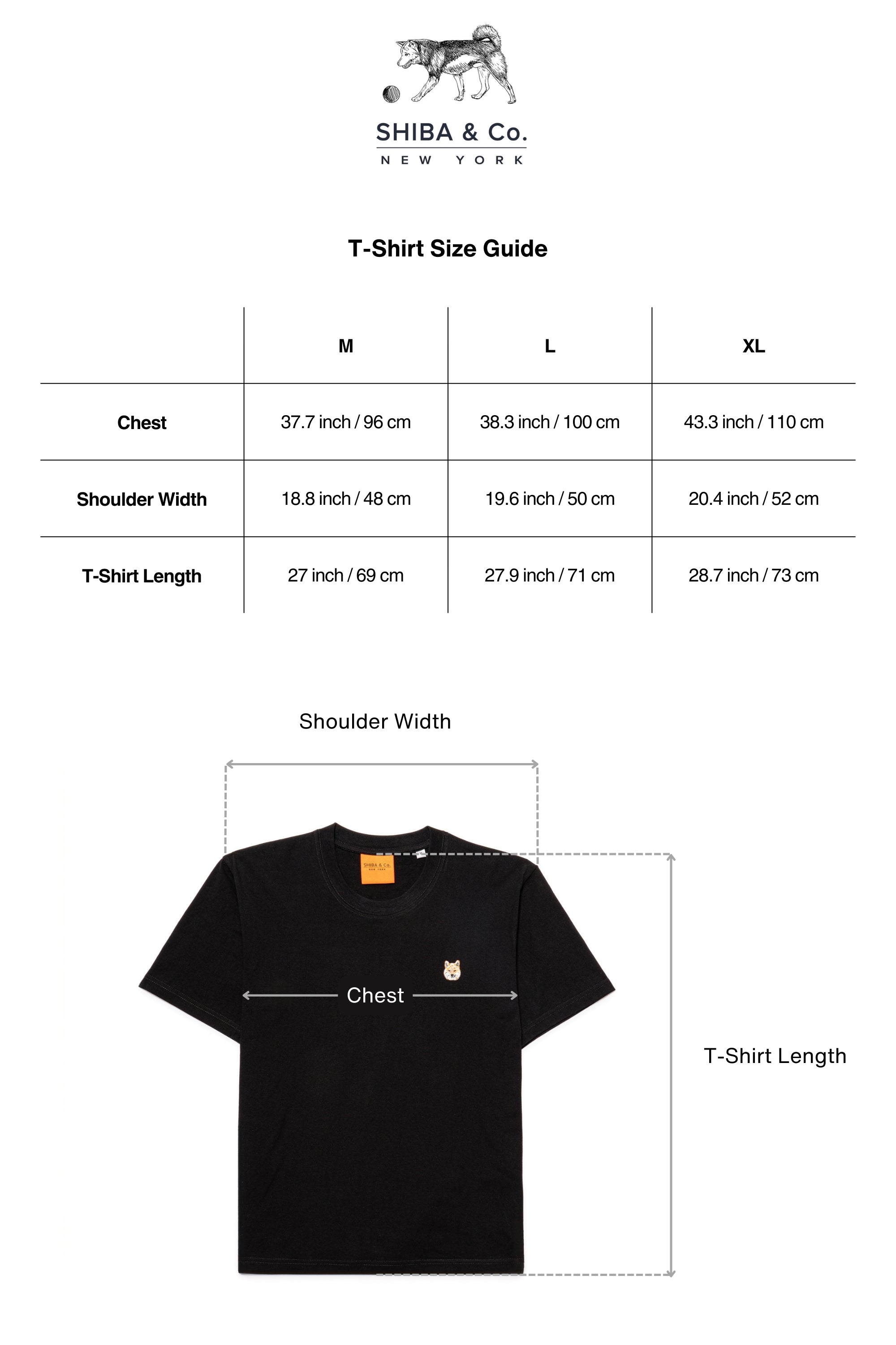 Cream Shiba Inu Dog Embroidered Black Cotton Tee-Shirt
