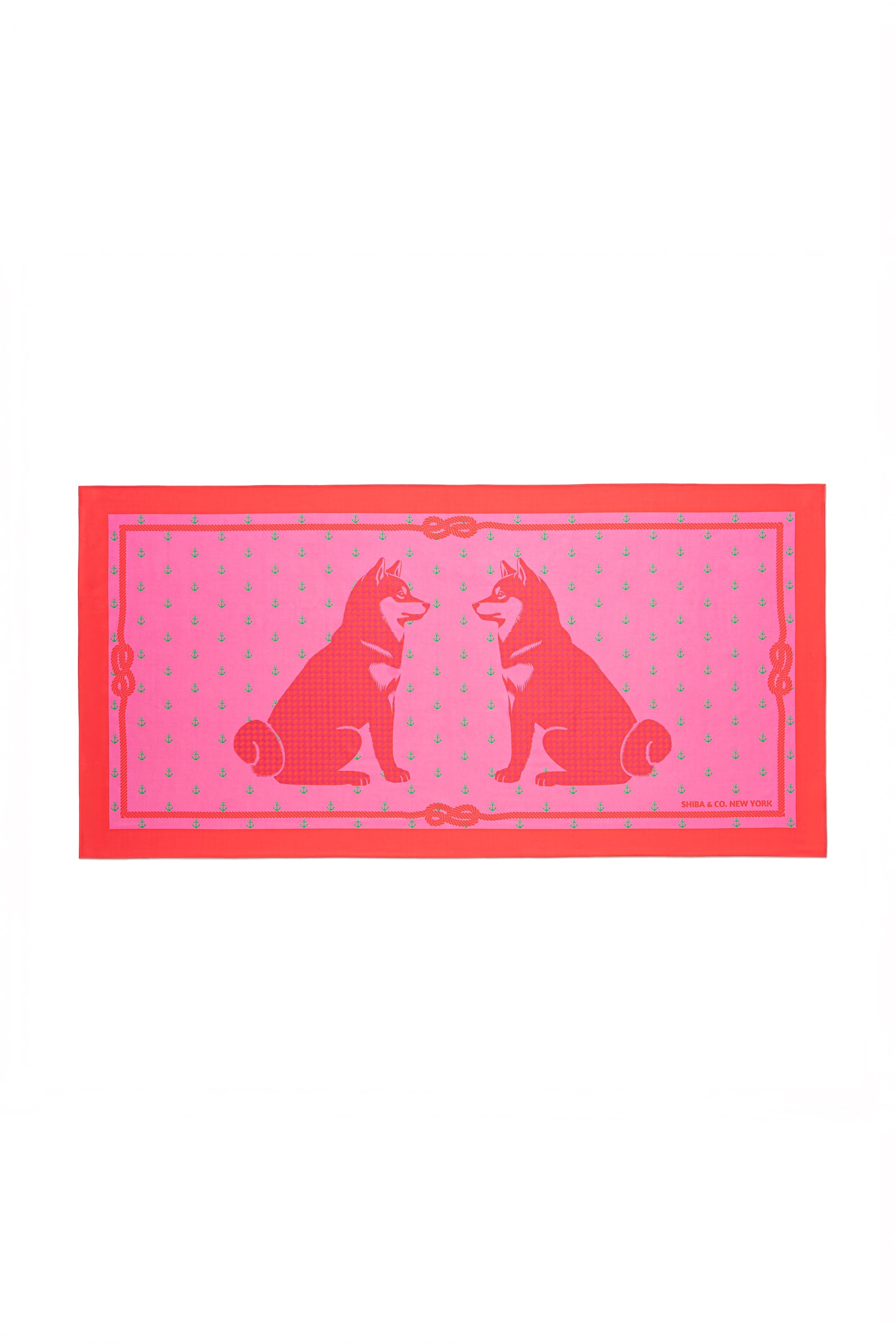Shiba Inu Beach Towel In Pink