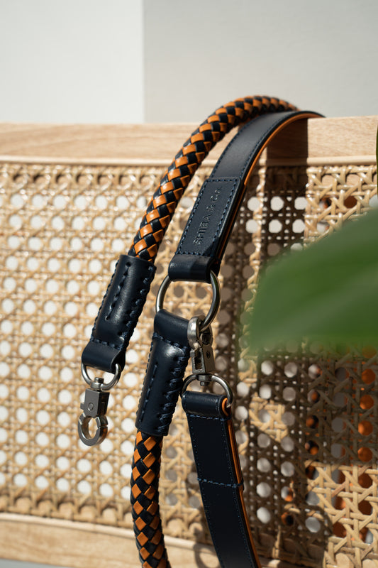 Otto - Dog Leash In Intrecciato Italian Leather