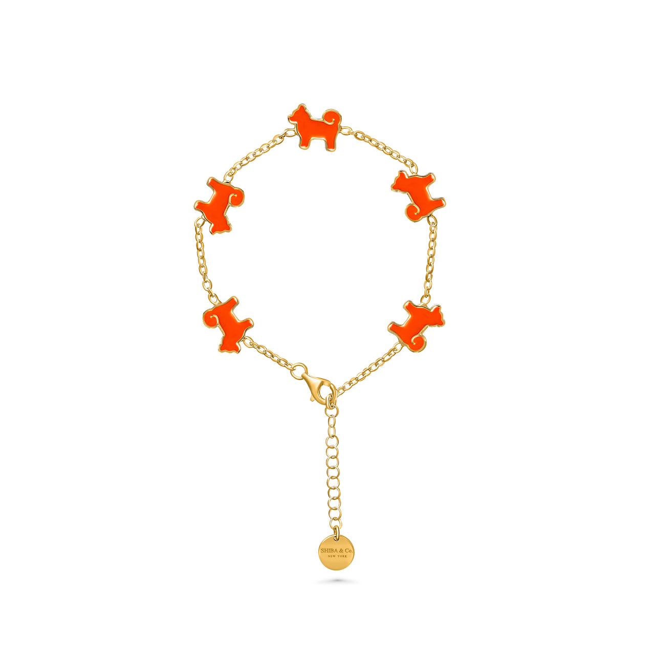 Shiba Inu Dog Bracelet - 24K Gold Plated - Iconic Orange
