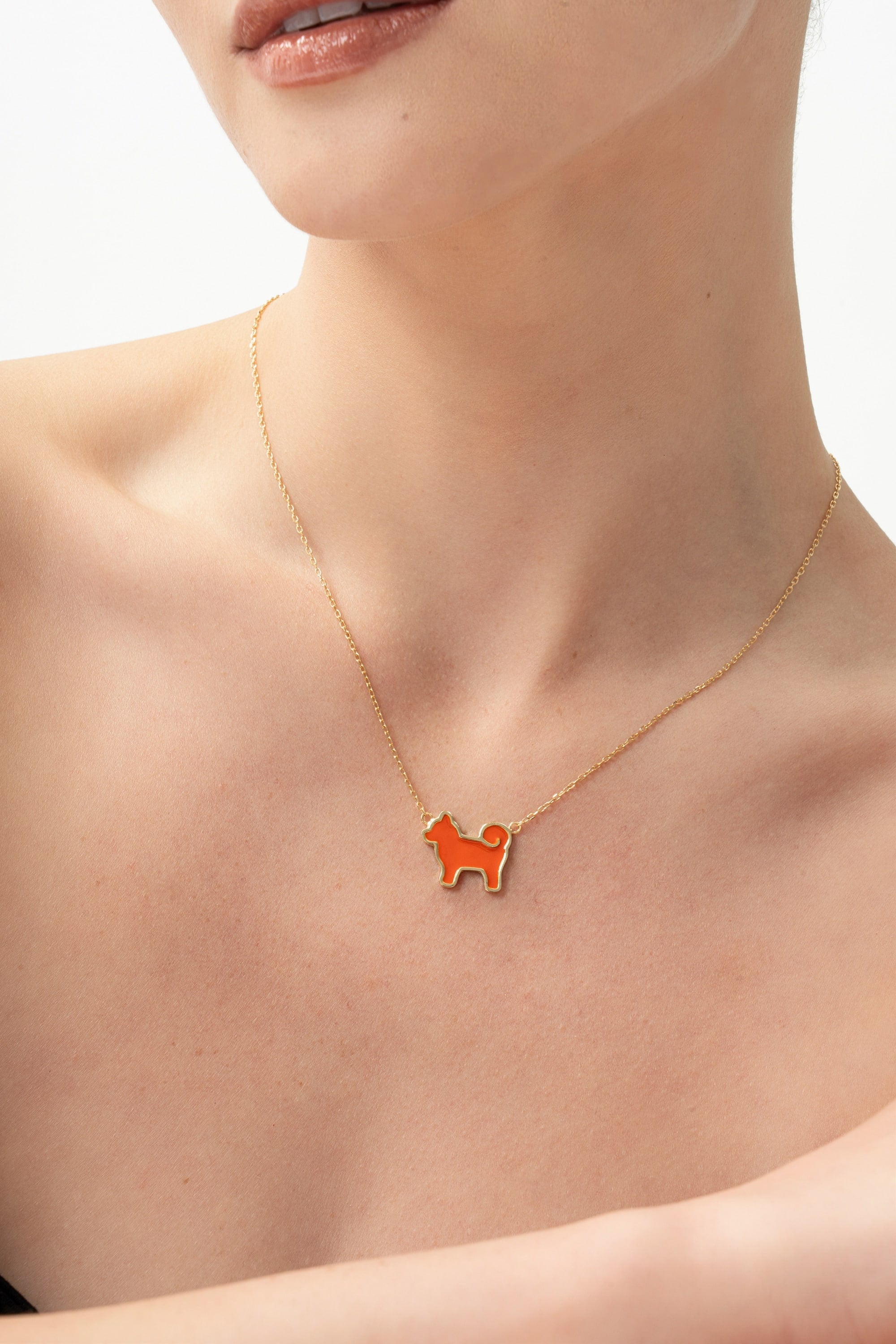 Shiba Inu Dog Pendant - 24K Gold Plated Edition - Iconic Orange