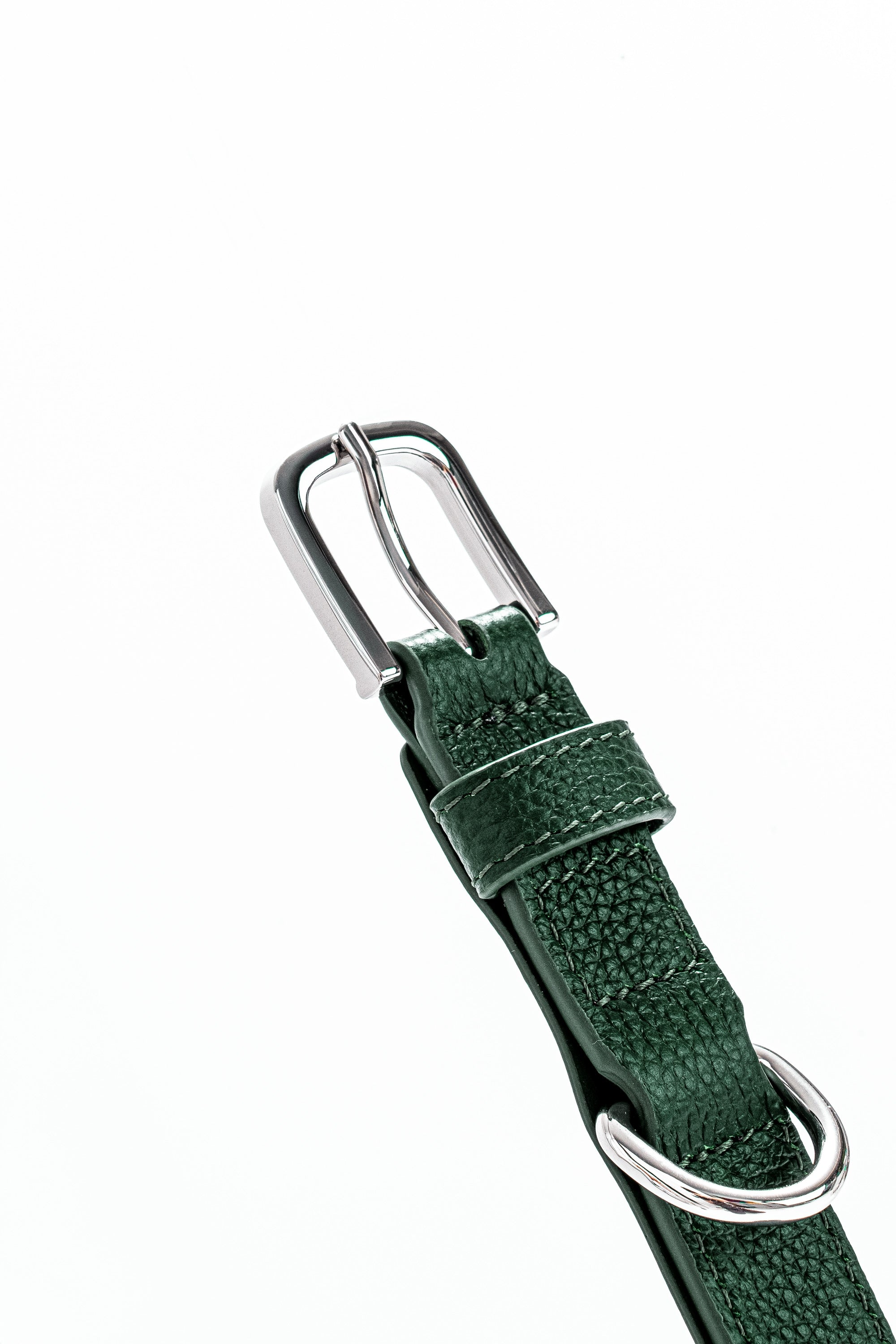 Lucca Dog Collar in Italian Leather - Forest Green