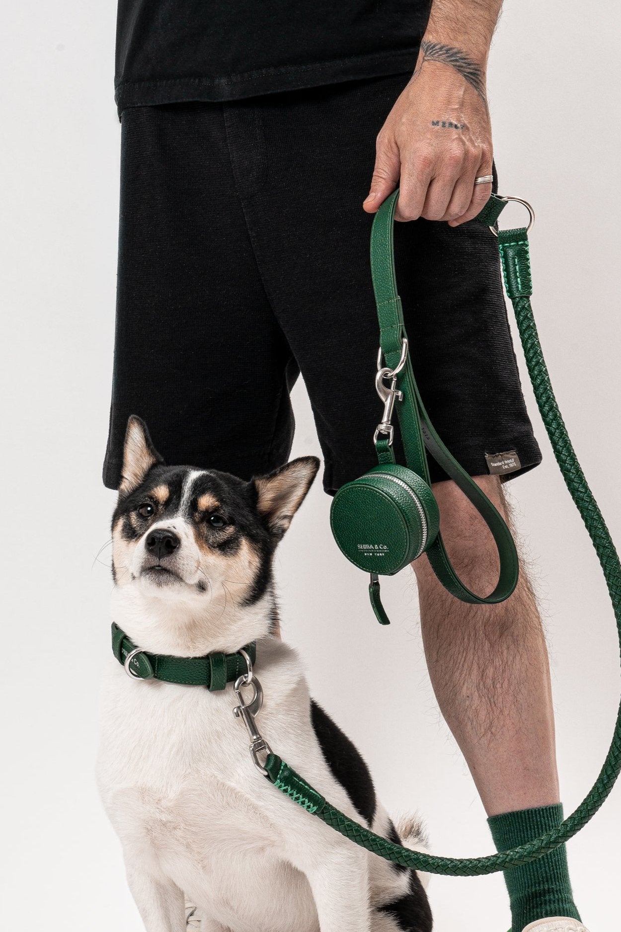 Roma Dog Waste Bag Dispenser In Italian Leather - Forest Green