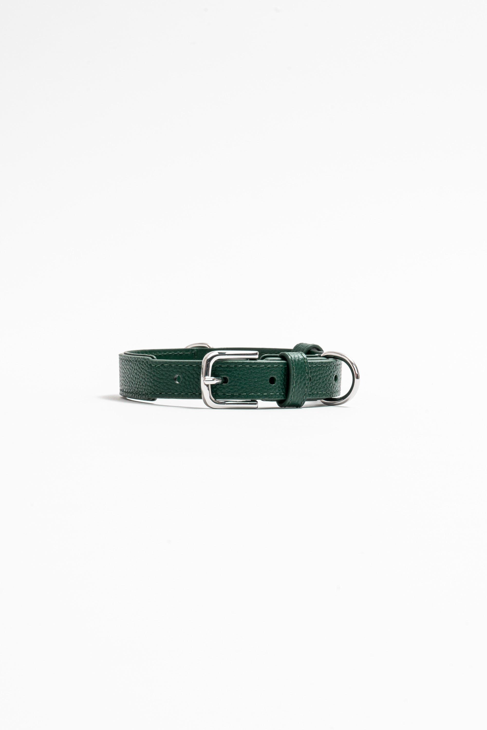 Lucca Dog Collar in Italian Leather - Forest Green