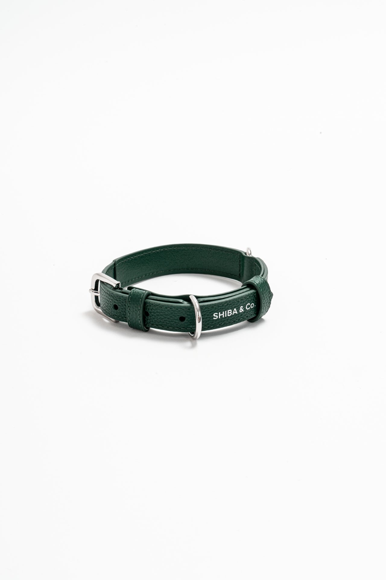 Lucca Dog Collar in Italian Leather - Forest Green