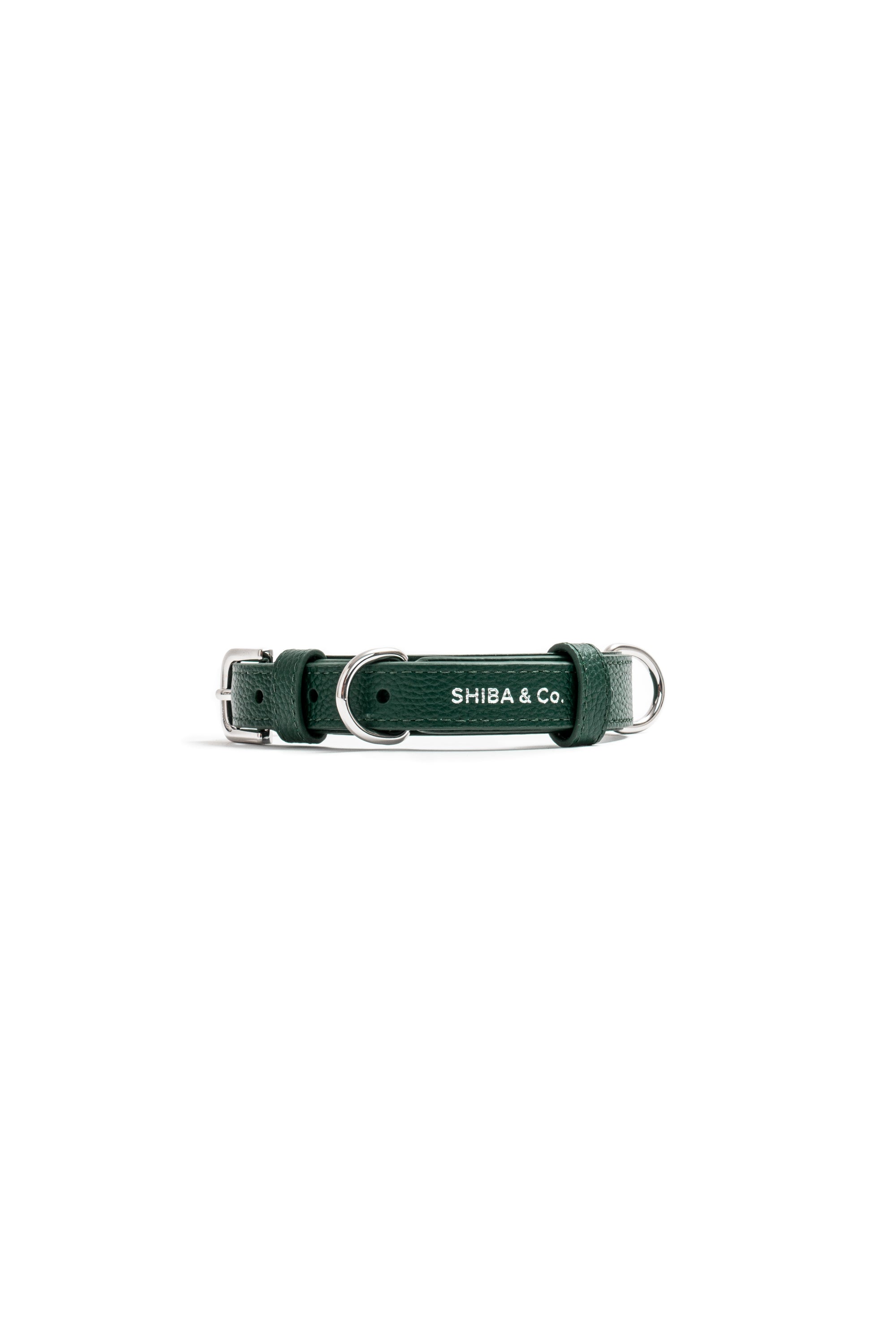 Lucca Dog Collar in Italian Leather - Forest Green