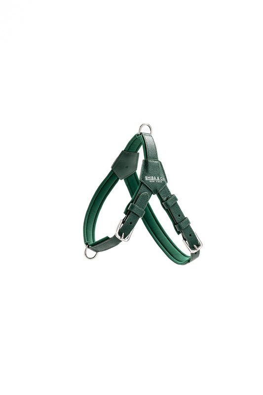 Milano Dog Harness in Italian Leather - Forest Green