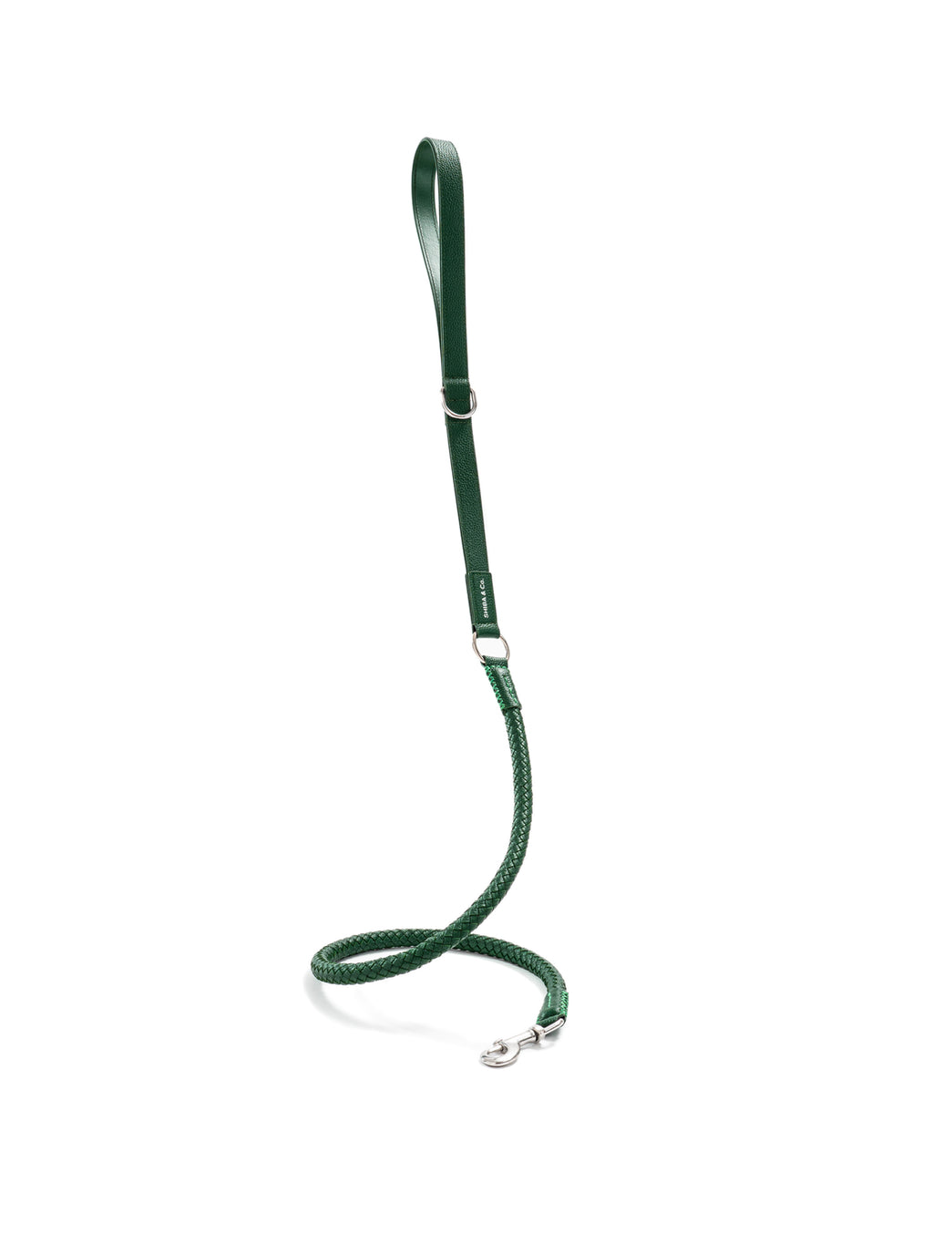 Otto - Dog Leash In Intrecciato Italian Leather - Forest Green