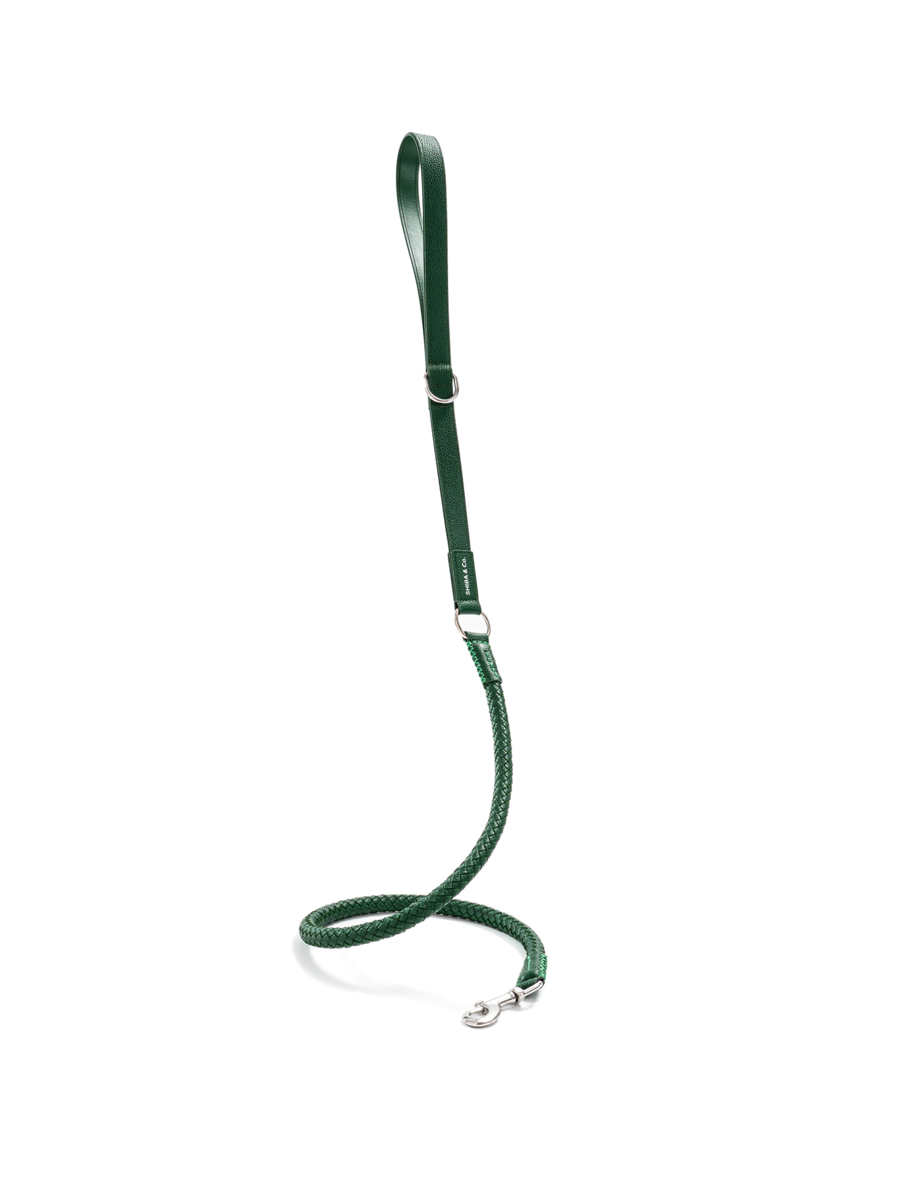Otto - Dog Leash In Intrecciato Italian Leather - Forest Green