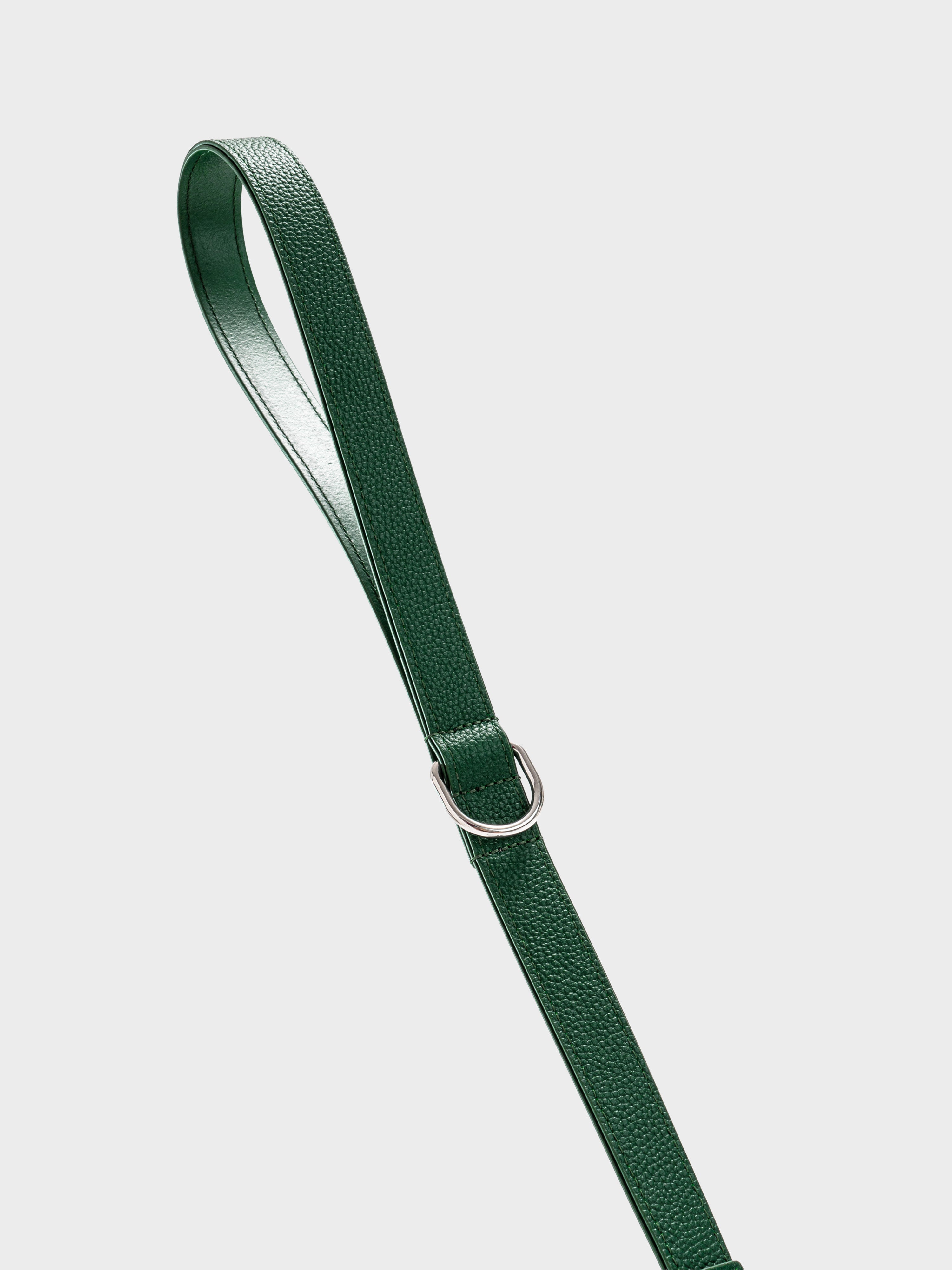 Otto - Dog Leash In Intrecciato Italian Leather - Forest Green