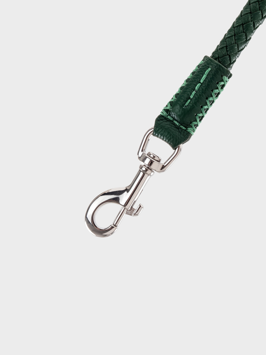 Otto - Dog Leash In Intrecciato Italian Leather - Forest Green