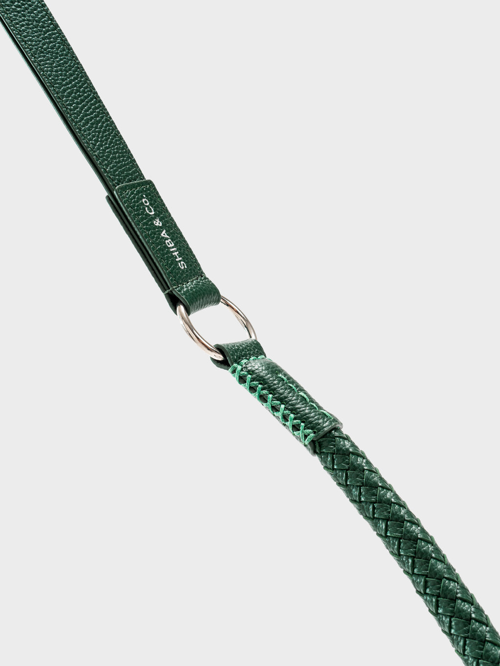 Otto - Dog Leash In Intrecciato Italian Leather - Forest Green