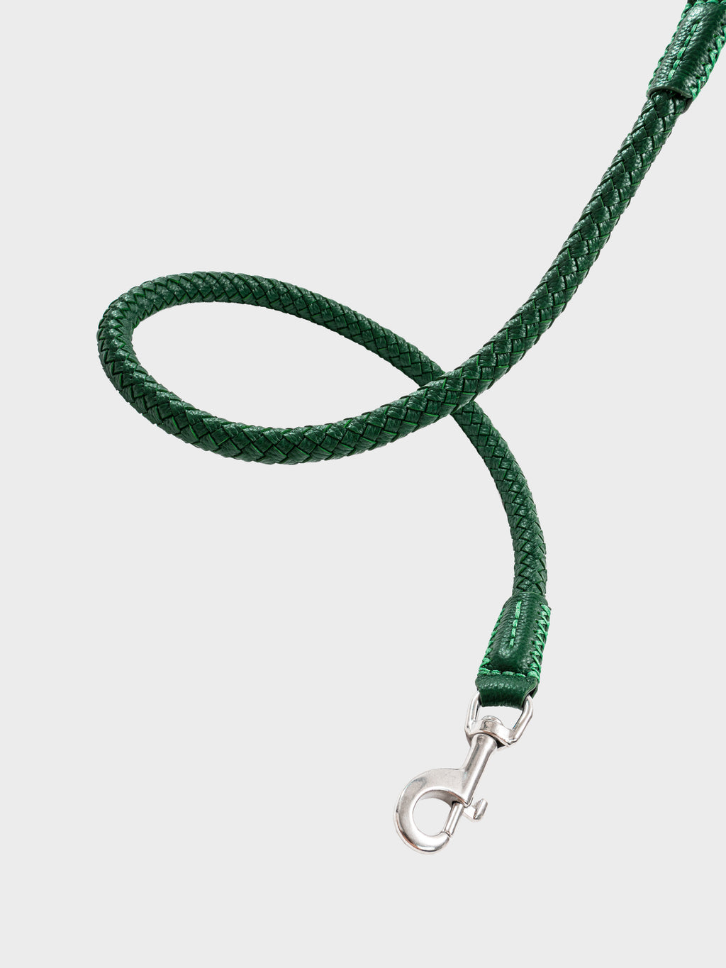 Otto - Dog Leash In Intrecciato Italian Leather - Forest Green