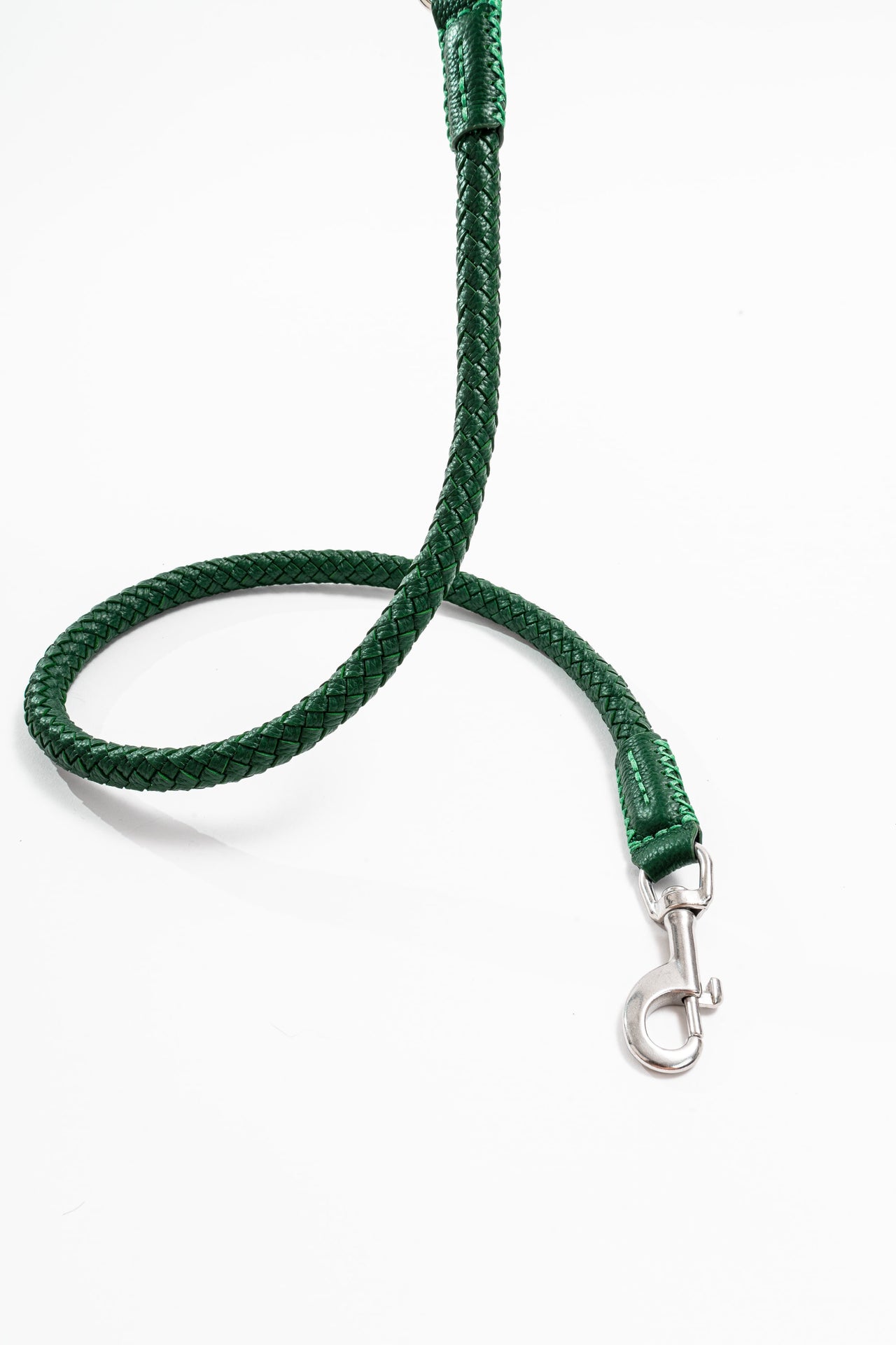 Otto - Dog Leash In Intrecciato Italian Leather - Forest Green