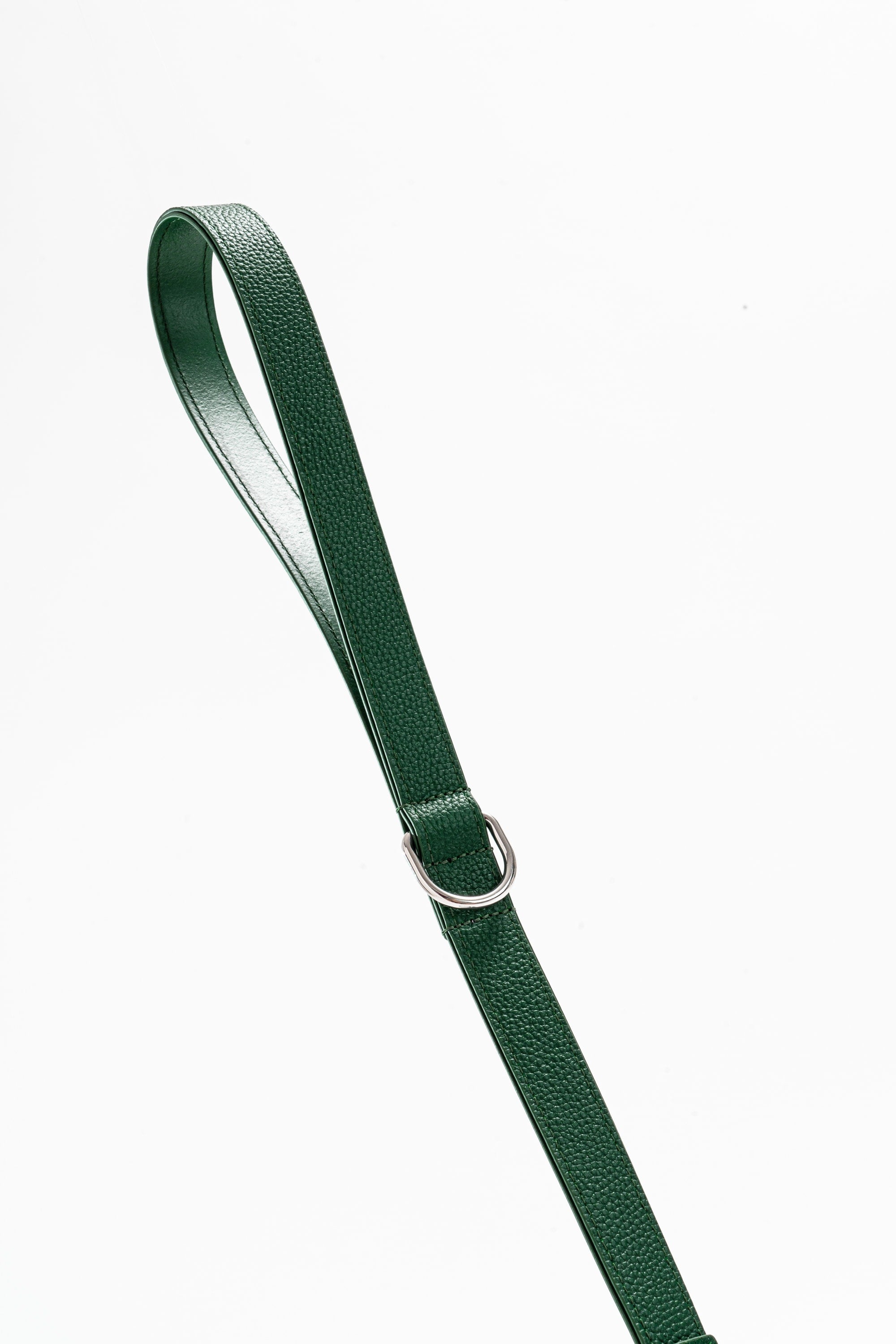 Otto - Dog Leash In Intrecciato Italian Leather - Forest Green