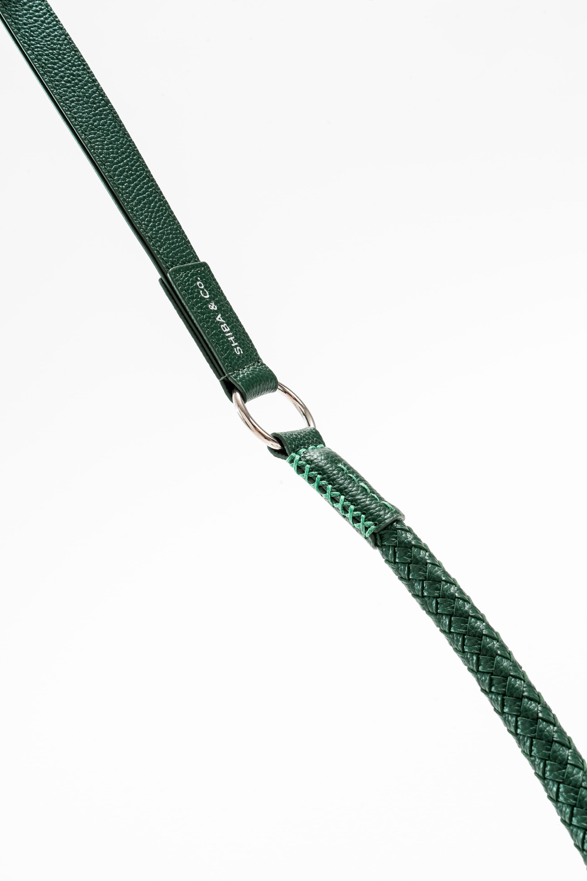 Otto - Dog Leash In Intrecciato Italian Leather - Forest Green