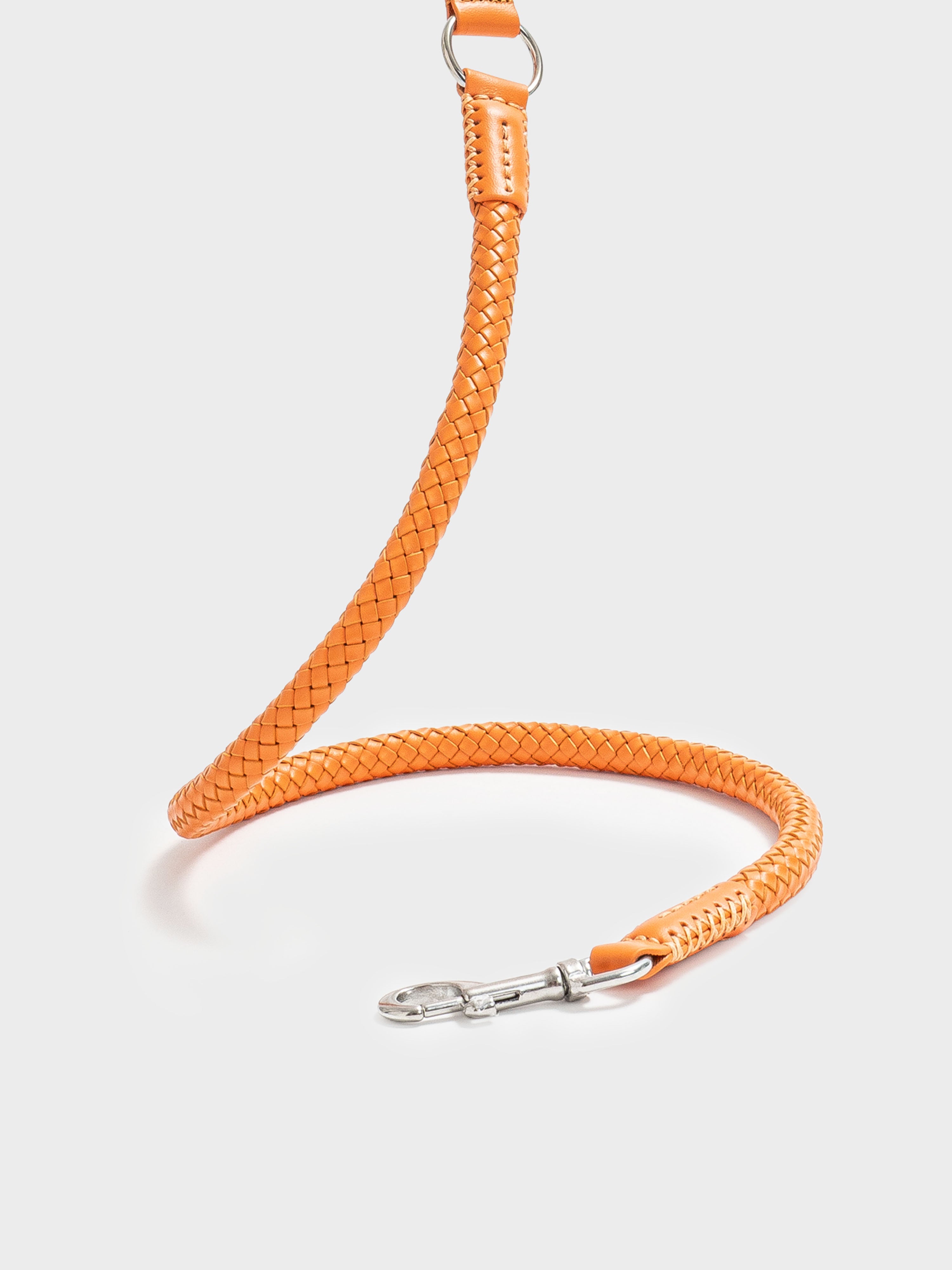 Otto - Intrecciato Dog Leash in Italian Leather - Iconic Orange