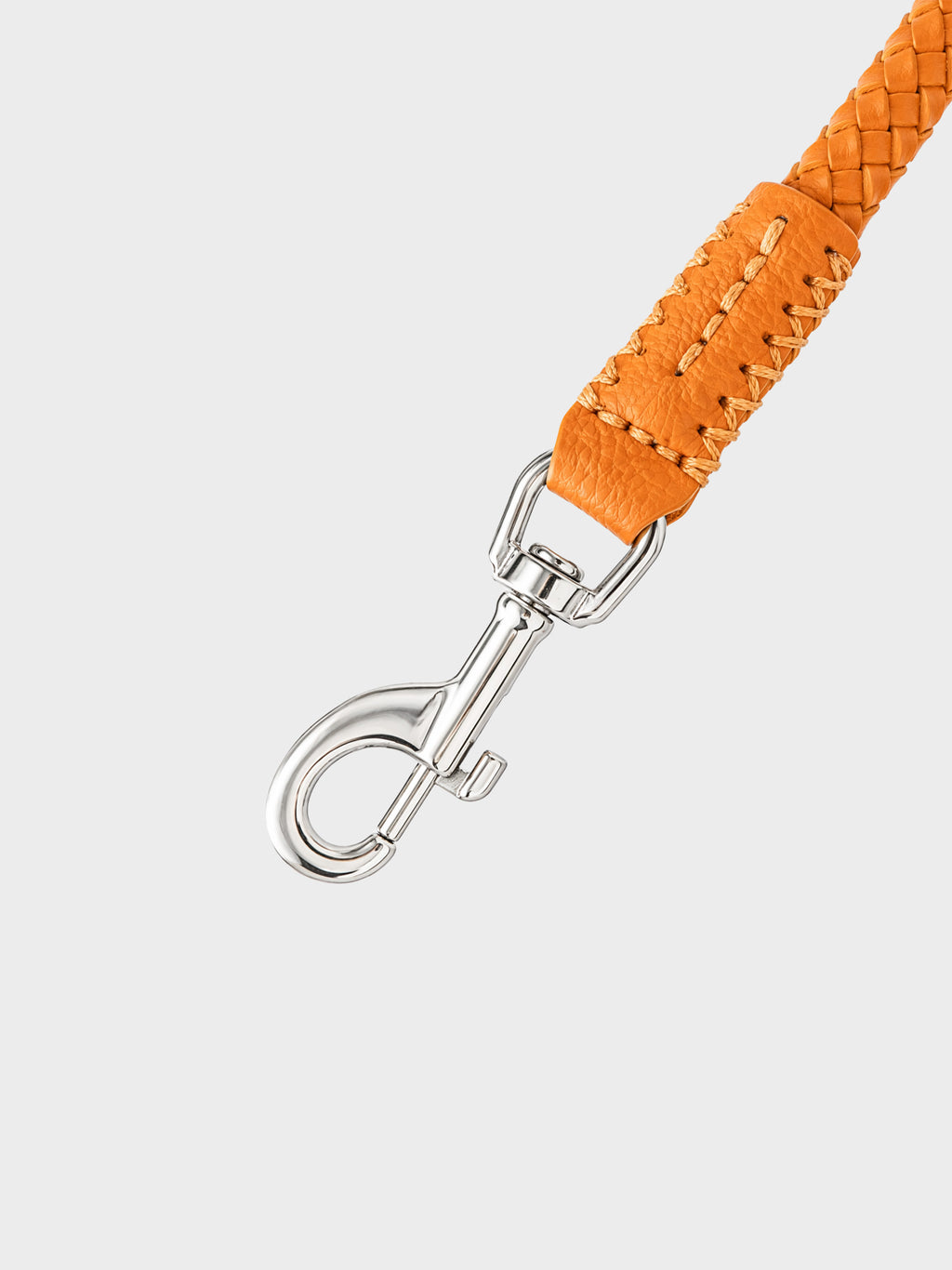 Otto - Intrecciato Dog Leash in Italian Leather - Iconic Orange