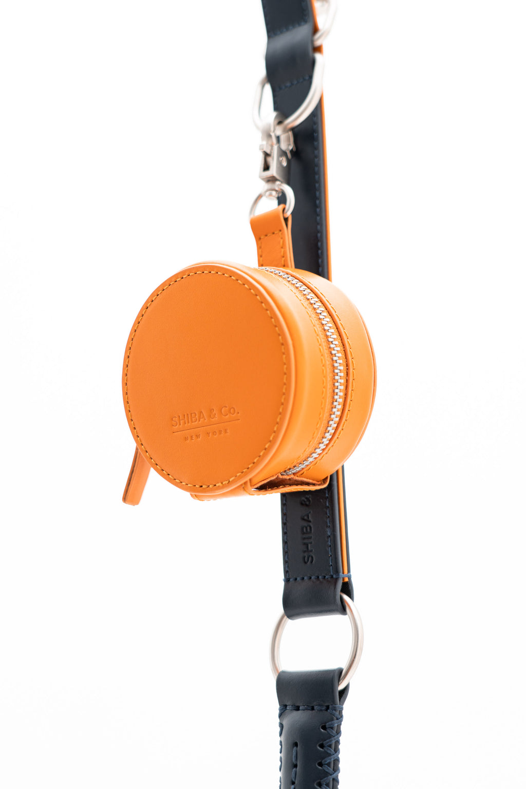 Roma Dog Waste Bag Dispenser In Italian Leather - Iconic Orange