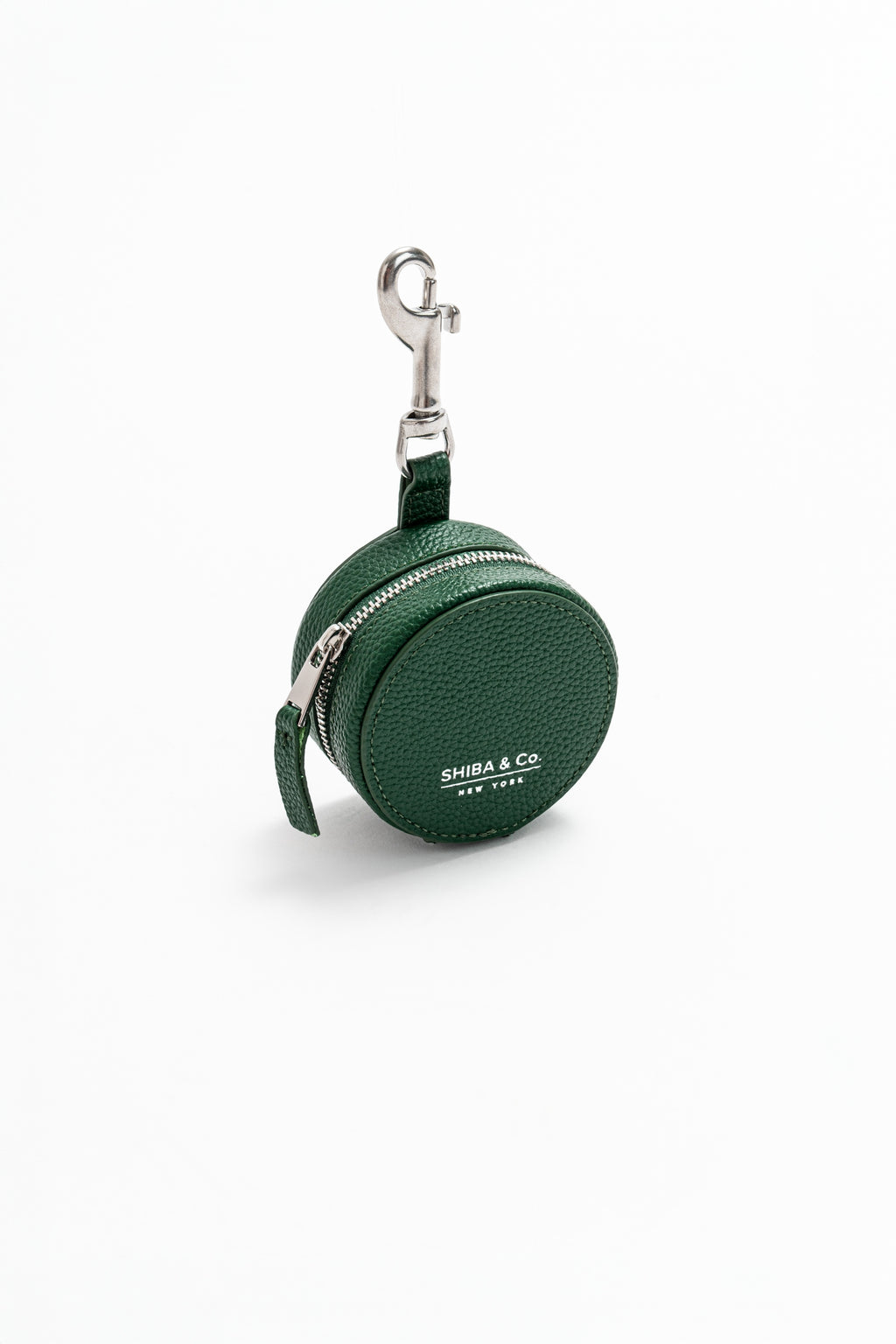 Roma Dog Waste Bag Dispenser In Italian Leather - Forest Green