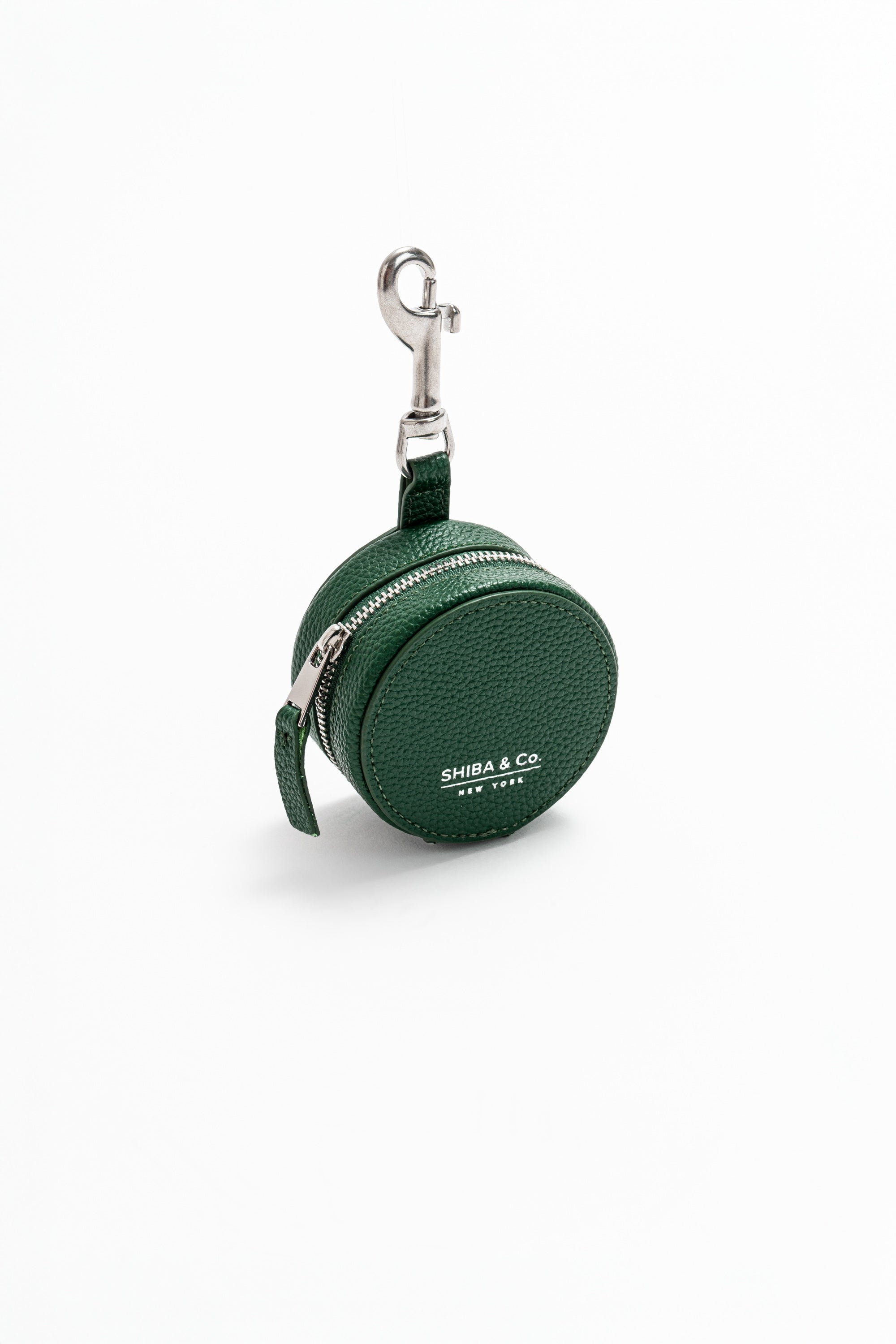 Roma Dog Waste Bag Dispenser In Italian Leather - Forest Green