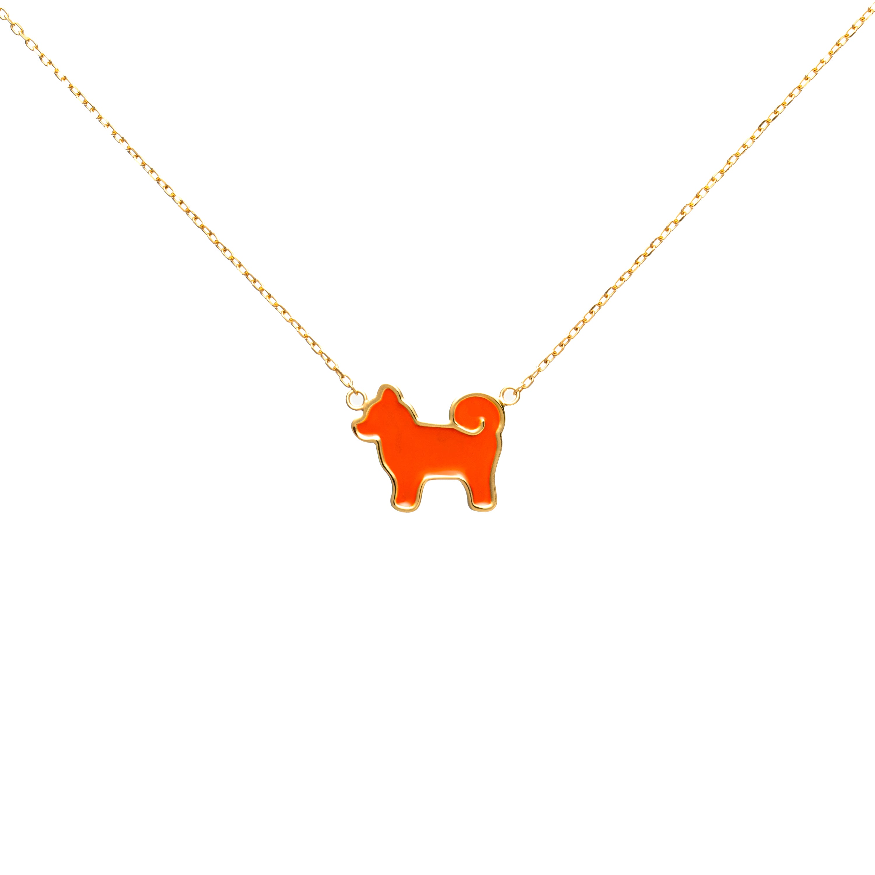 Shiba Inu Dog Pendant - 24K Gold Plated Edition - Iconic Orange