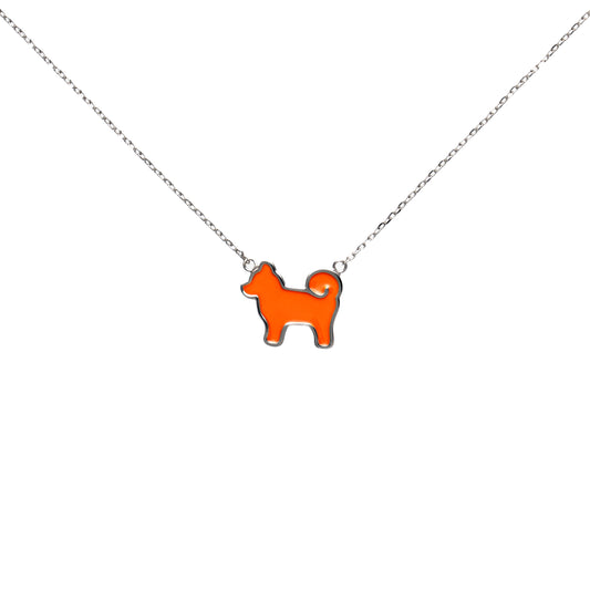 "My Precious" Shiba Dog Pendant In 925 Sterling Silver - Iconic Orange