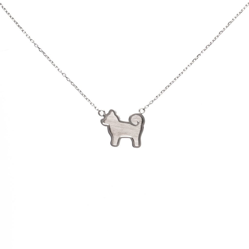 Shiba Inu Dog Pendant - 925 Sterling Silver - Sliver Classic