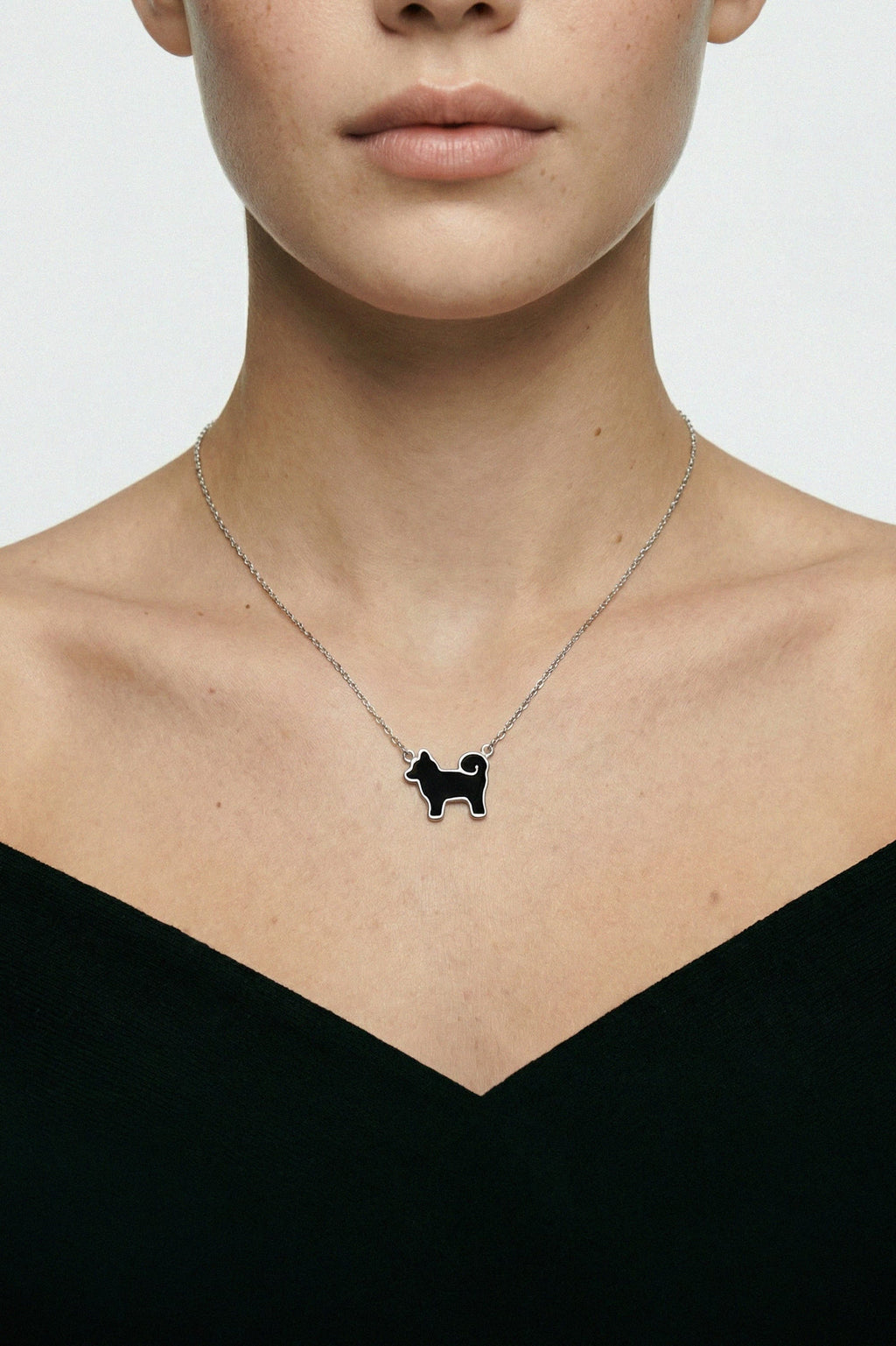 My Precious Shiba Inu Dog Pendant In 925 Sterling Silver - Iconic Black