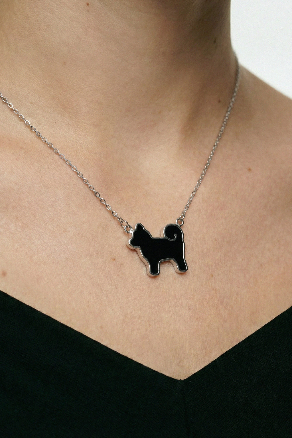 My Precious Shiba Inu Dog Pendant In 925 Sterling Silver - Iconic Black