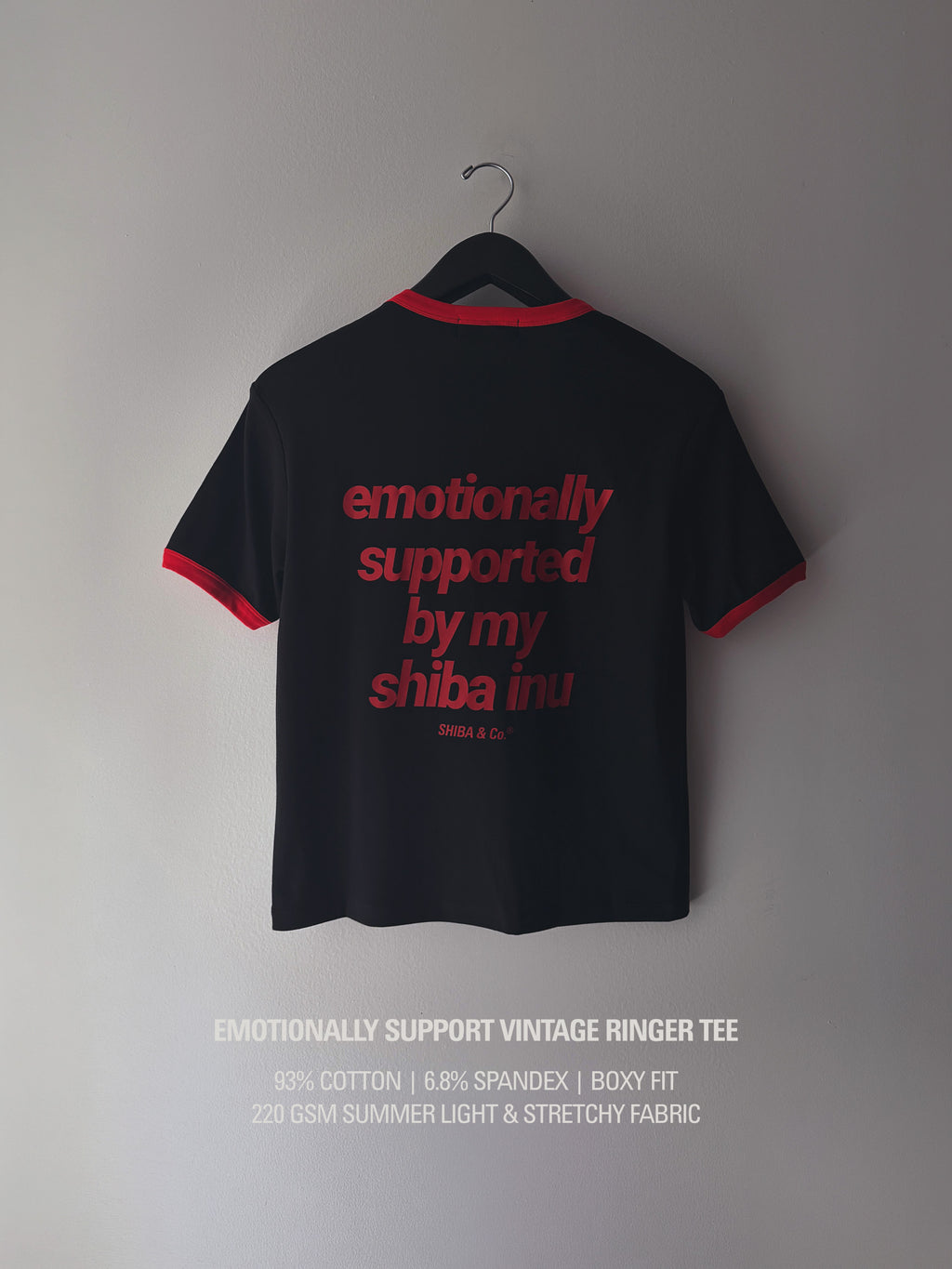 "Emotionally Supported By My Shiba Inu" Vintage Ringer Tee