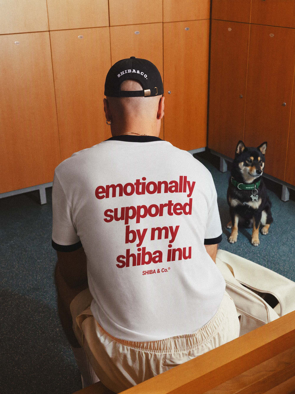 "Emotionally Supported By My Shiba Inu" Vintage Ringer Tee