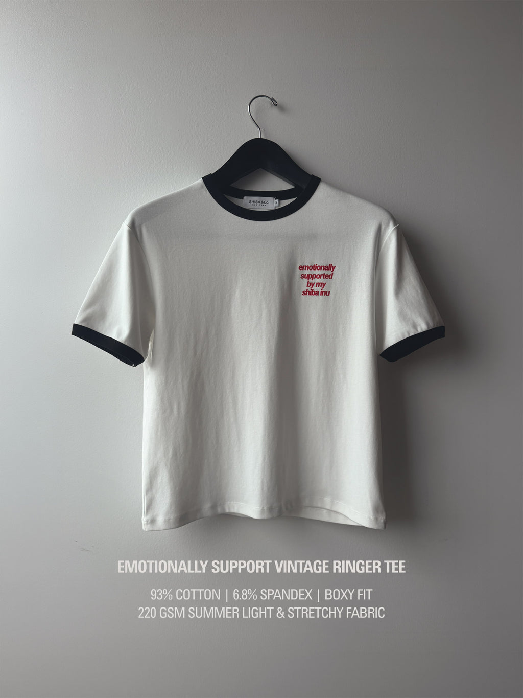 "Emotionally Supported By My Shiba Inu" Vintage Ringer Tee