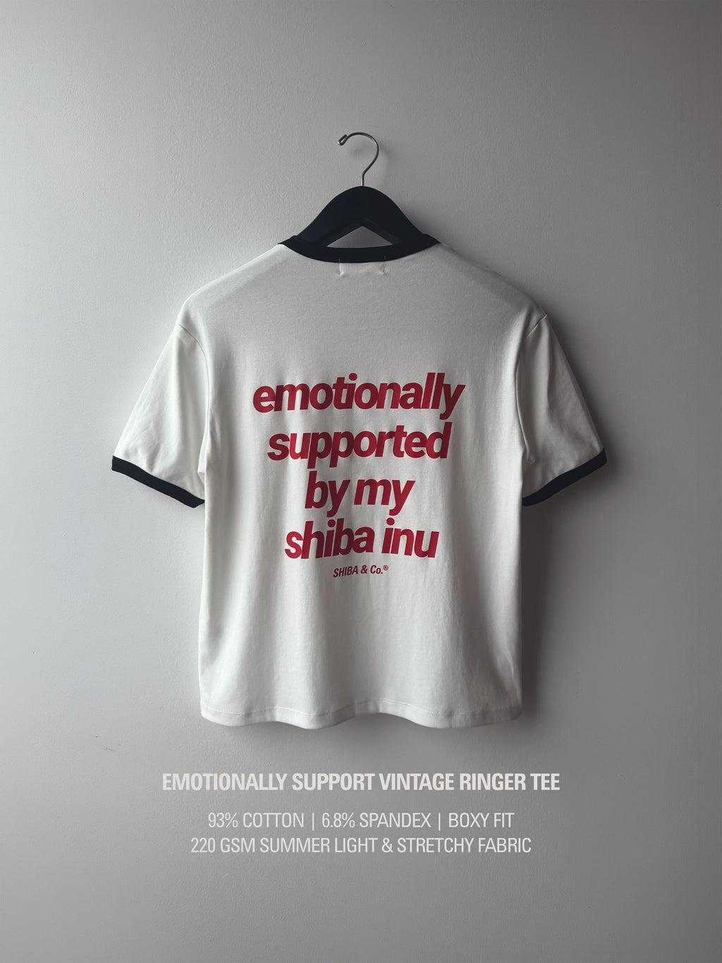 "Emotionally Supported By My Shiba Inu" Vintage Ringer Tee
