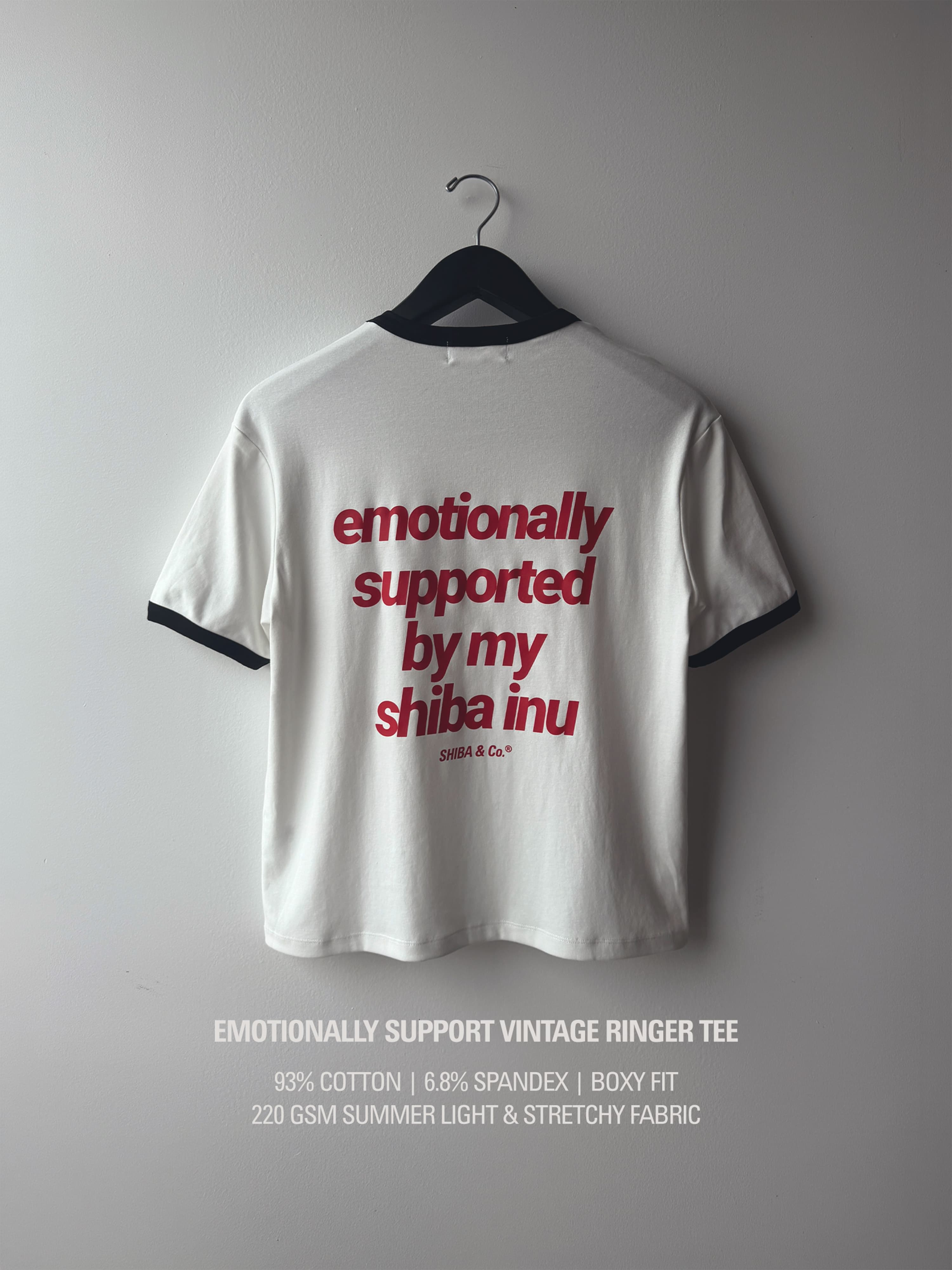 "Emotionally Supported By My Shiba Inu" Vintage Ringer Tee