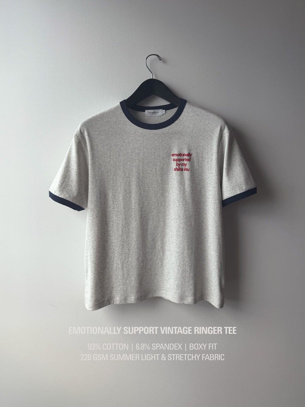 "Emotionally Supported By My Shiba Inu" Vintage Ringer Tee