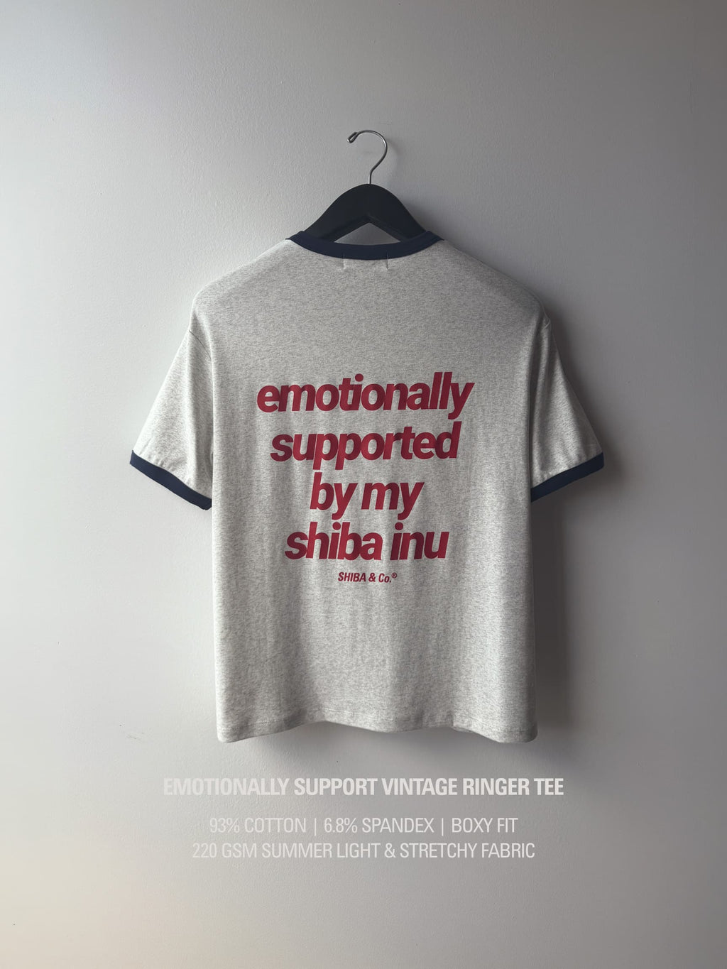 "Emotionally Supported By My Shiba Inu" Vintage Ringer Tee