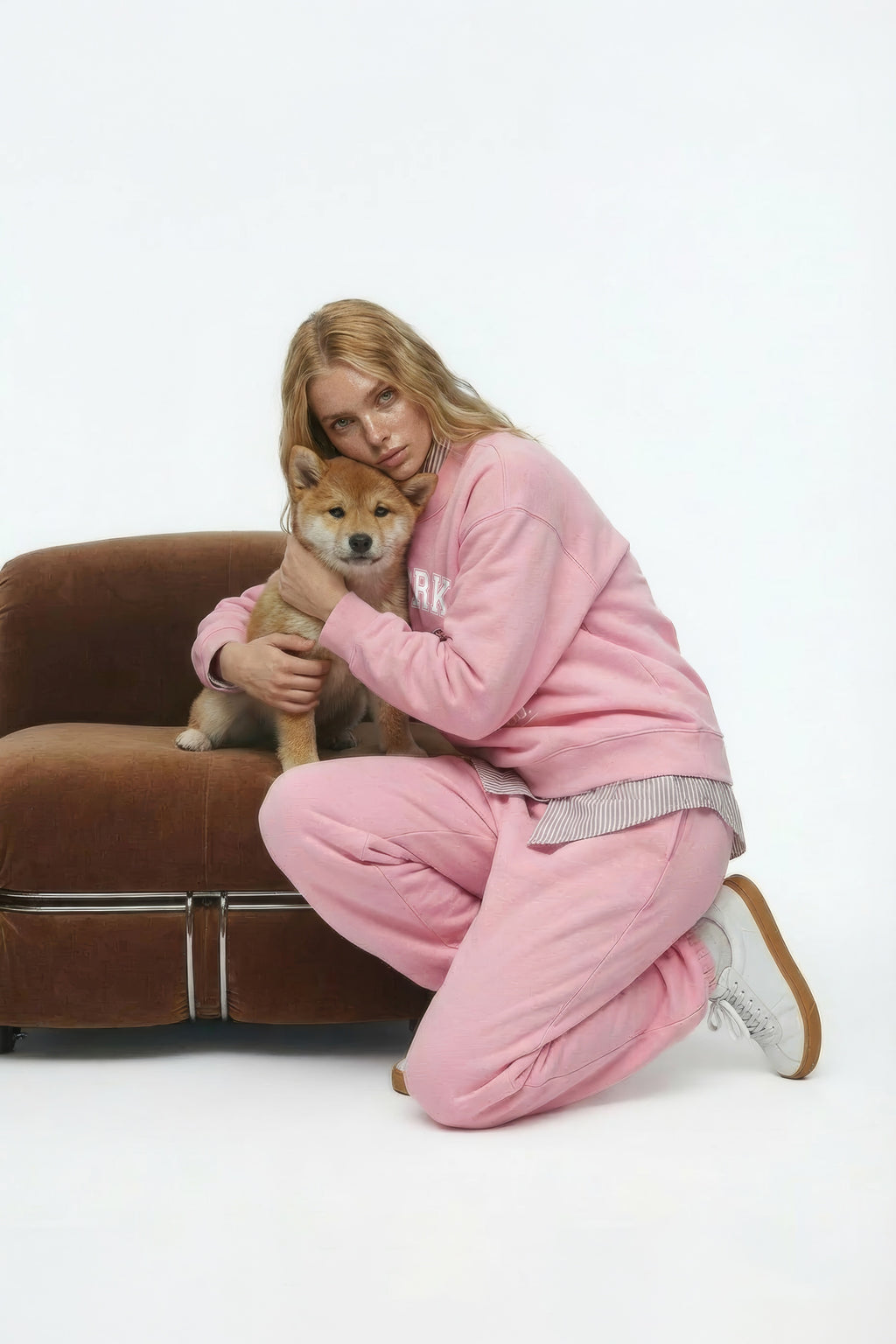 Womens Classic New York Shiba Inu Crew Neck Fleece Sweatshirt