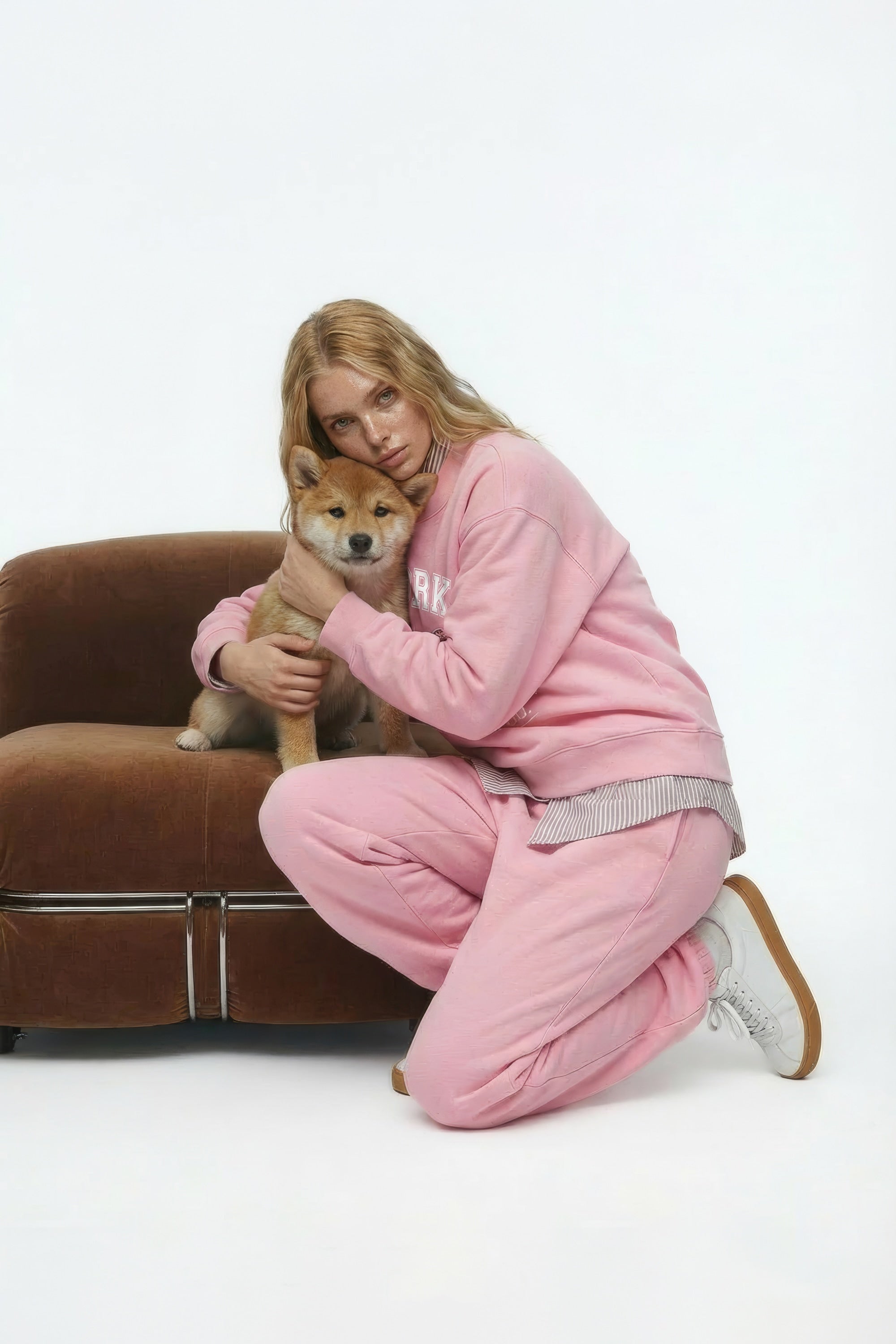 Womens Classic New York Shiba Inu Crew Neck Fleece Sweatshirt