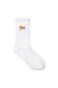 Club Shiba Inu Dog Embroidered Crew Sock – White