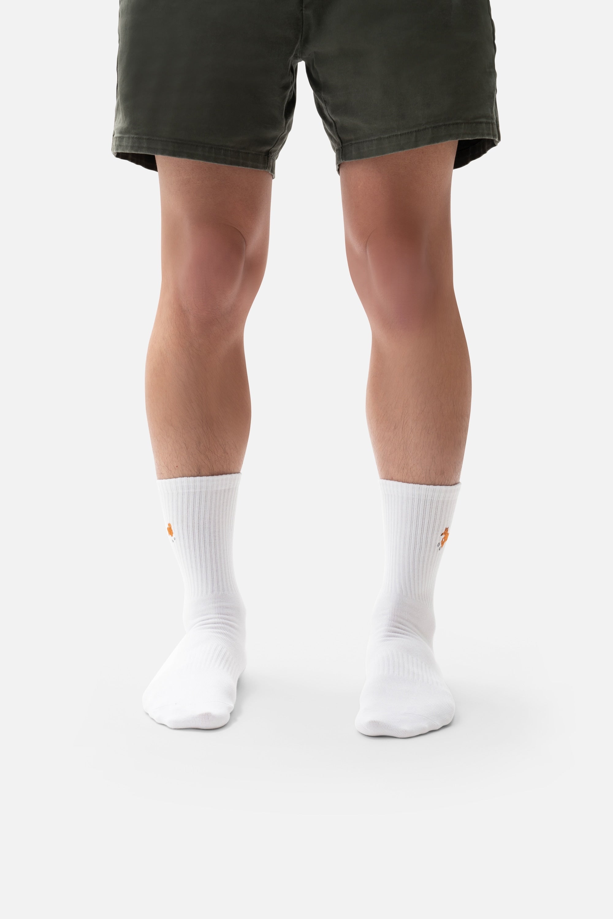 Club Shiba Embroidered Crew Sock – White