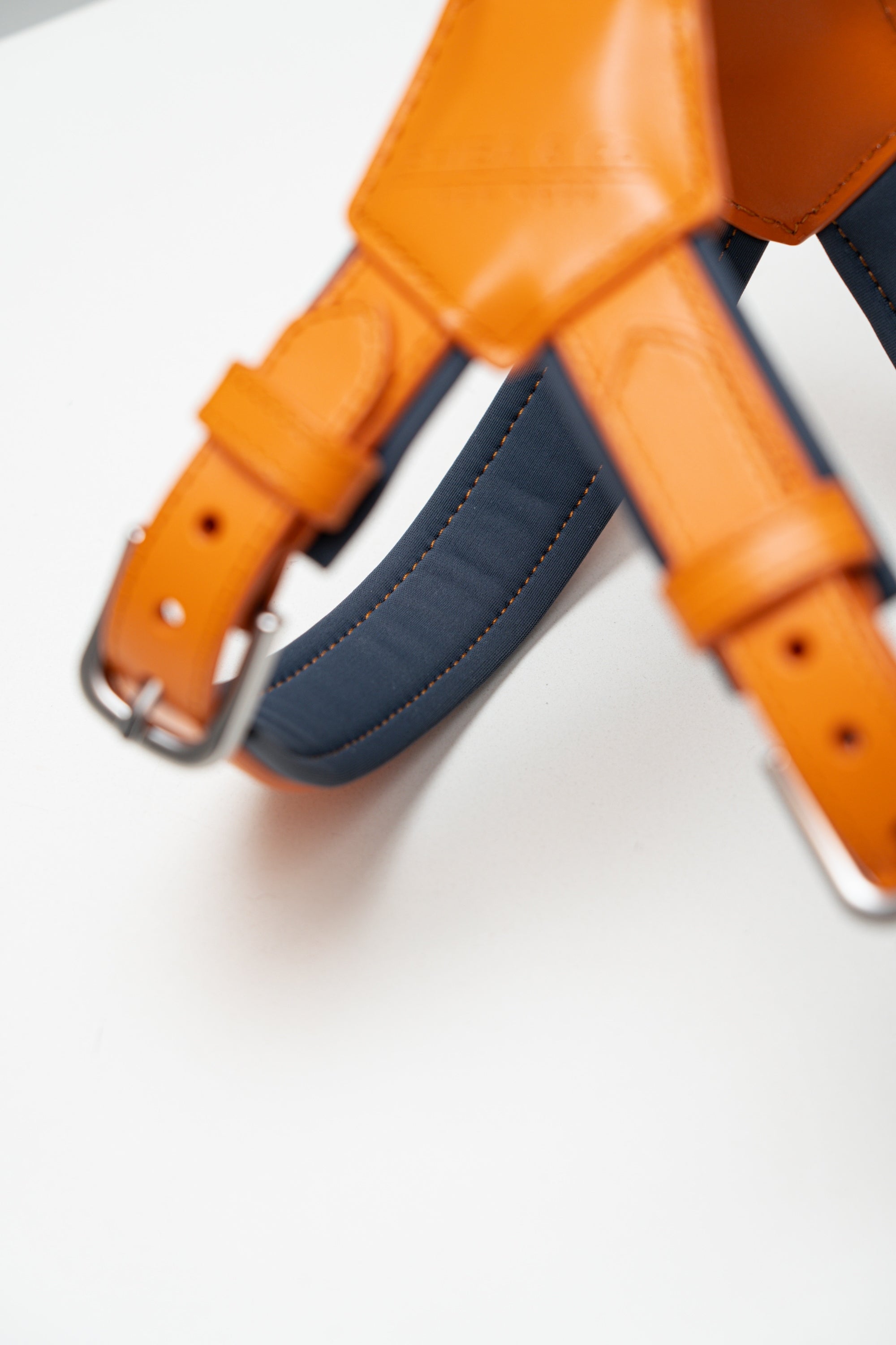 Harness Dog Walking Set in Italian Leather - Iconic Orange