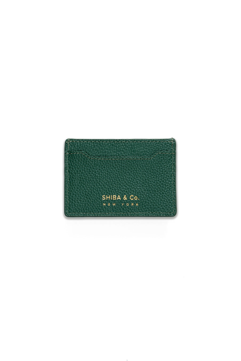 SHIBA & CO. Italian Pebble Grain Leather Cardholder Wallet - Forest Green
