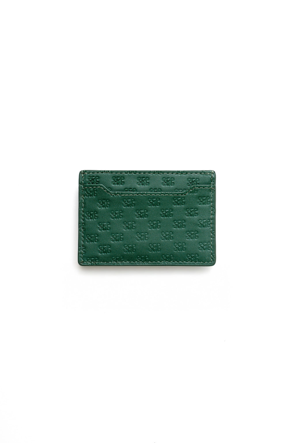 SC Monogram Italian Calf Leather Cardholder Wallet - Forest Green