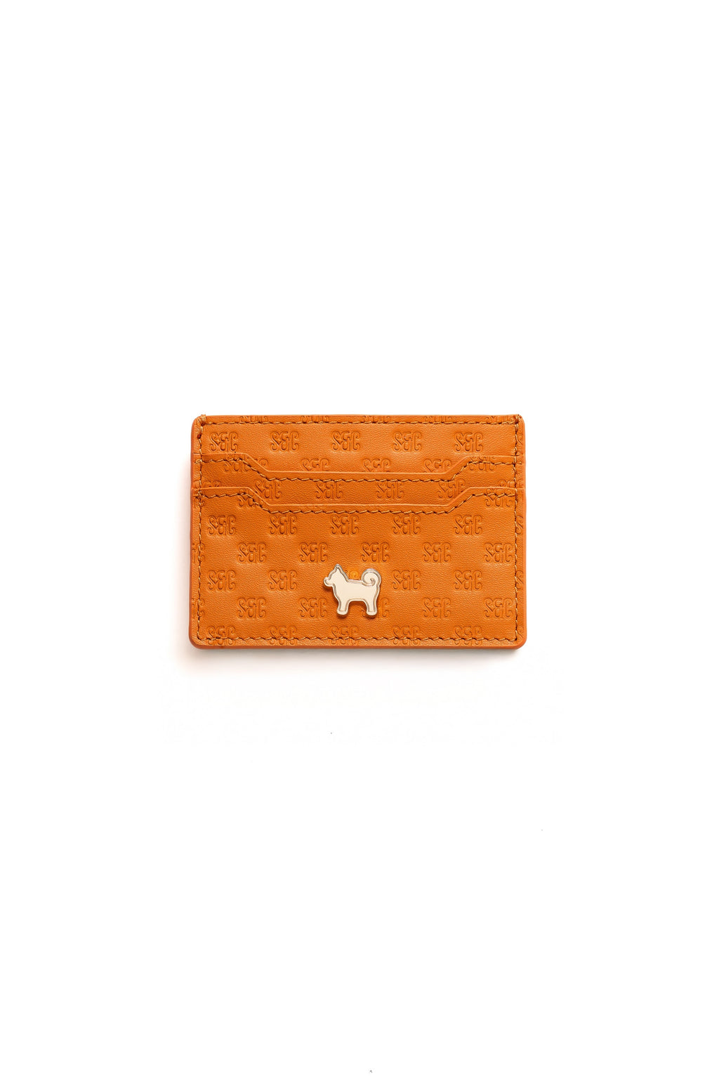 SC Monogram Italian Calf Leather Cardholder Wallet - Iconic Orange