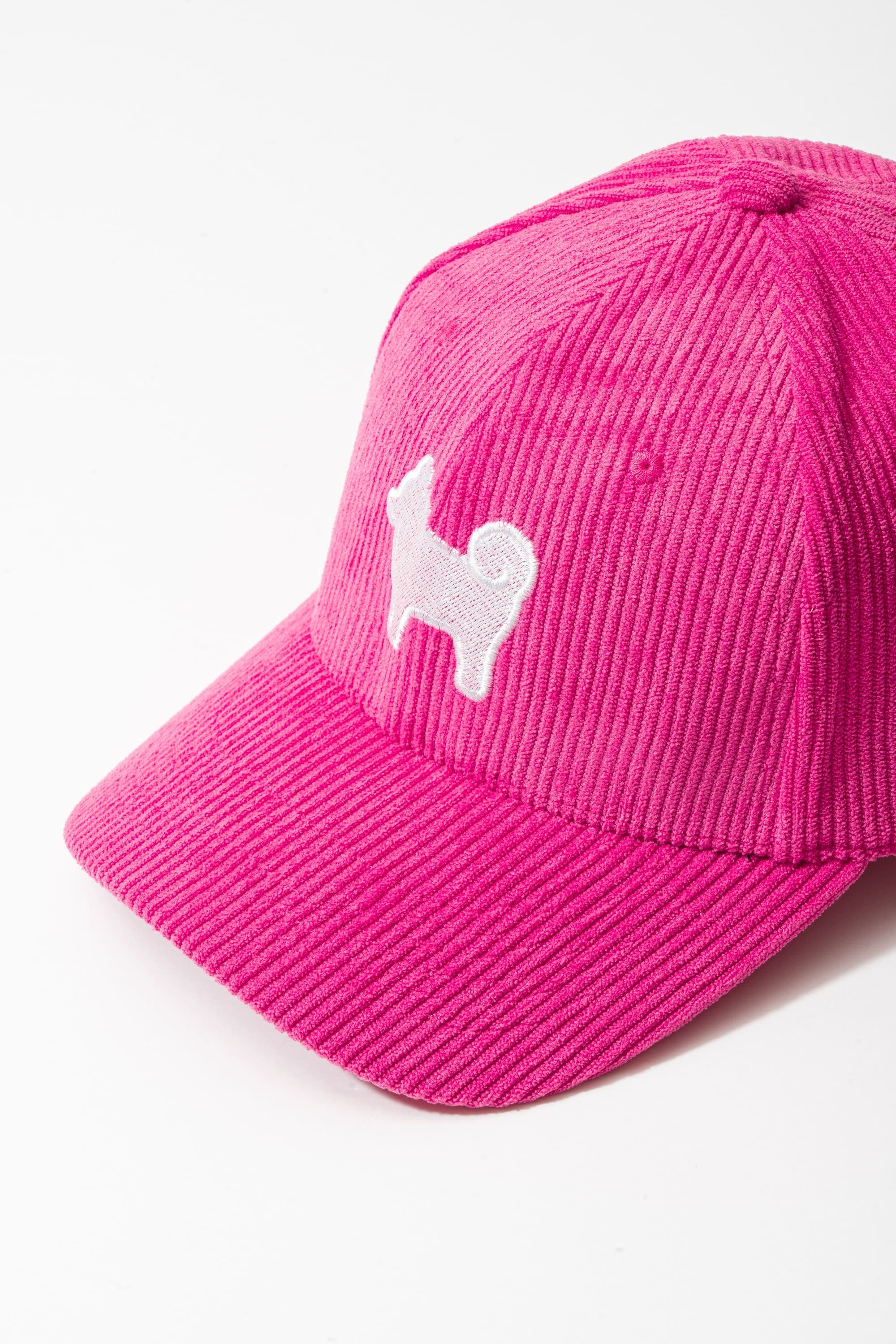 Shiba Inu Dog Embroidered Corduroy Baseball Cap - Raspberry Sorbet