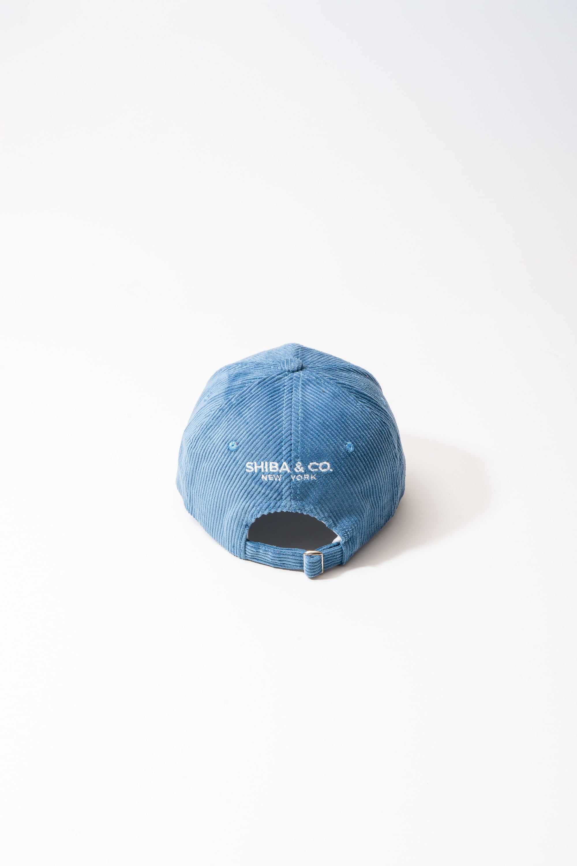 Shiba Inu Dog Embroidered Corduroy Baseball Cap - Mediterranean Blue
