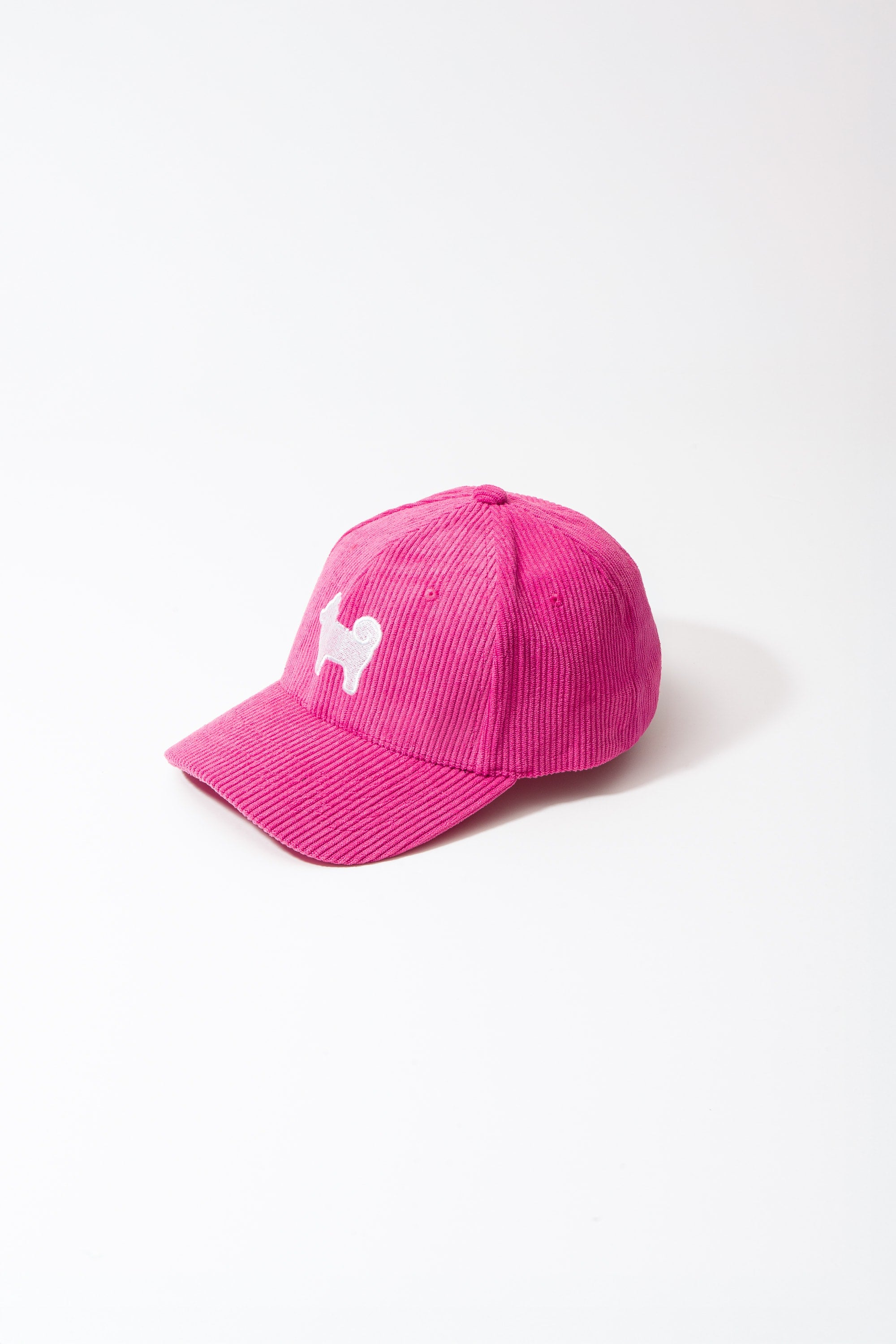 Shiba Inu Dog Embroidered Corduroy Baseball Cap - Raspberry Sorbet